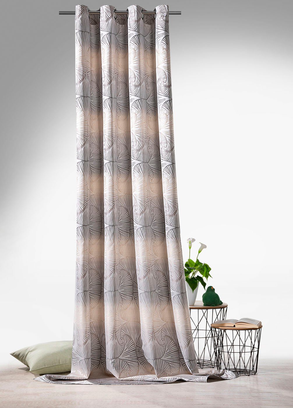 Weckbrodt Gordijn Gingko Jacquard met Ginkgo-motief, ogen, ondoorzichtig, gordijn, store (1 stuk)