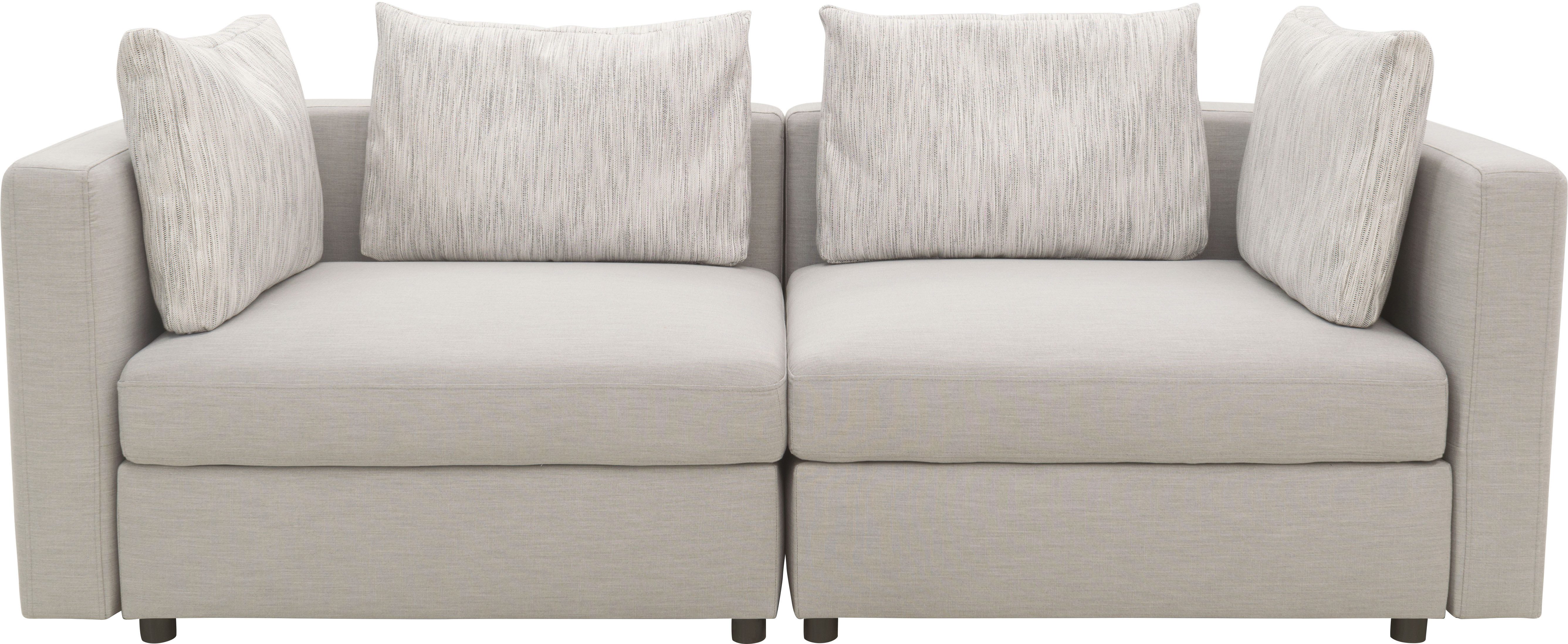 DOMO collection 2-zitsbank Solskin, individueel uitbreidbaar/combineerbaar met losse kussens. rug- en zijpanelen als steeksysteem.