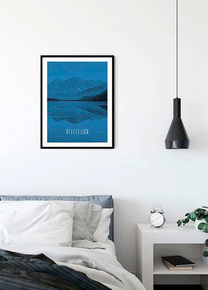 Komar Wanddecoratie Word Lake Reflection blue Wanddecoratie - zonder lijst (1 stuk)