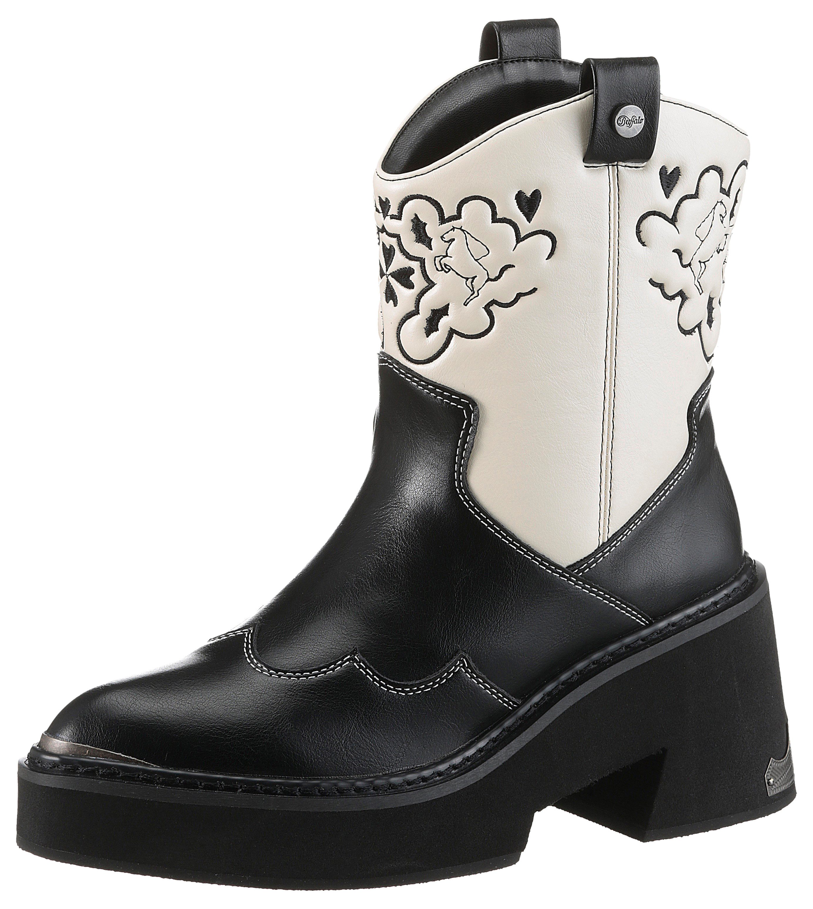 Buffalo Cowboylaarsjes BULL BOOT VEGAN western-enkellaars, cowboylaarzen, instaplaarzen, met borduursel