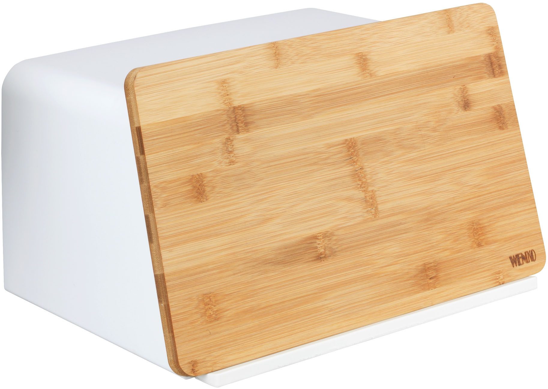 WENKO Broodtrommel Model Kubo met geïntegreerde bamboe-snijplank als deksel (1-delig) accessoires wit