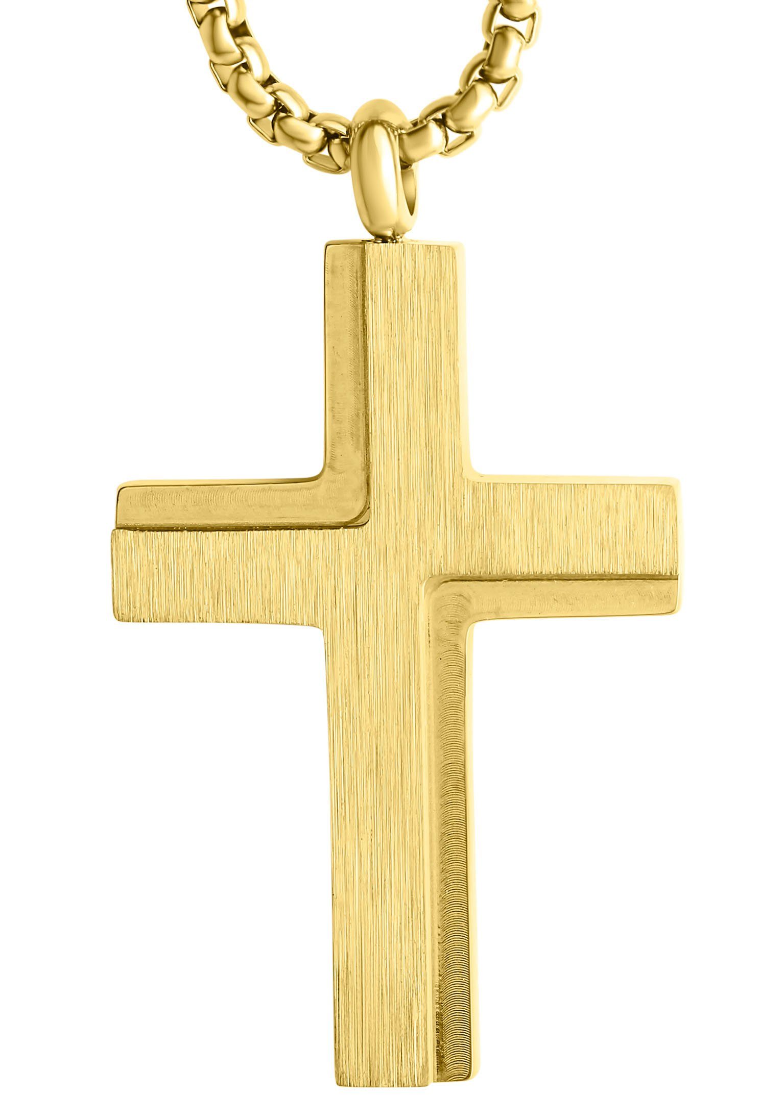 Firetti Ketting met hanger Sieraad cadeau kruis met zirkoon (synthetisch) unisex kettingen goud(kleur)