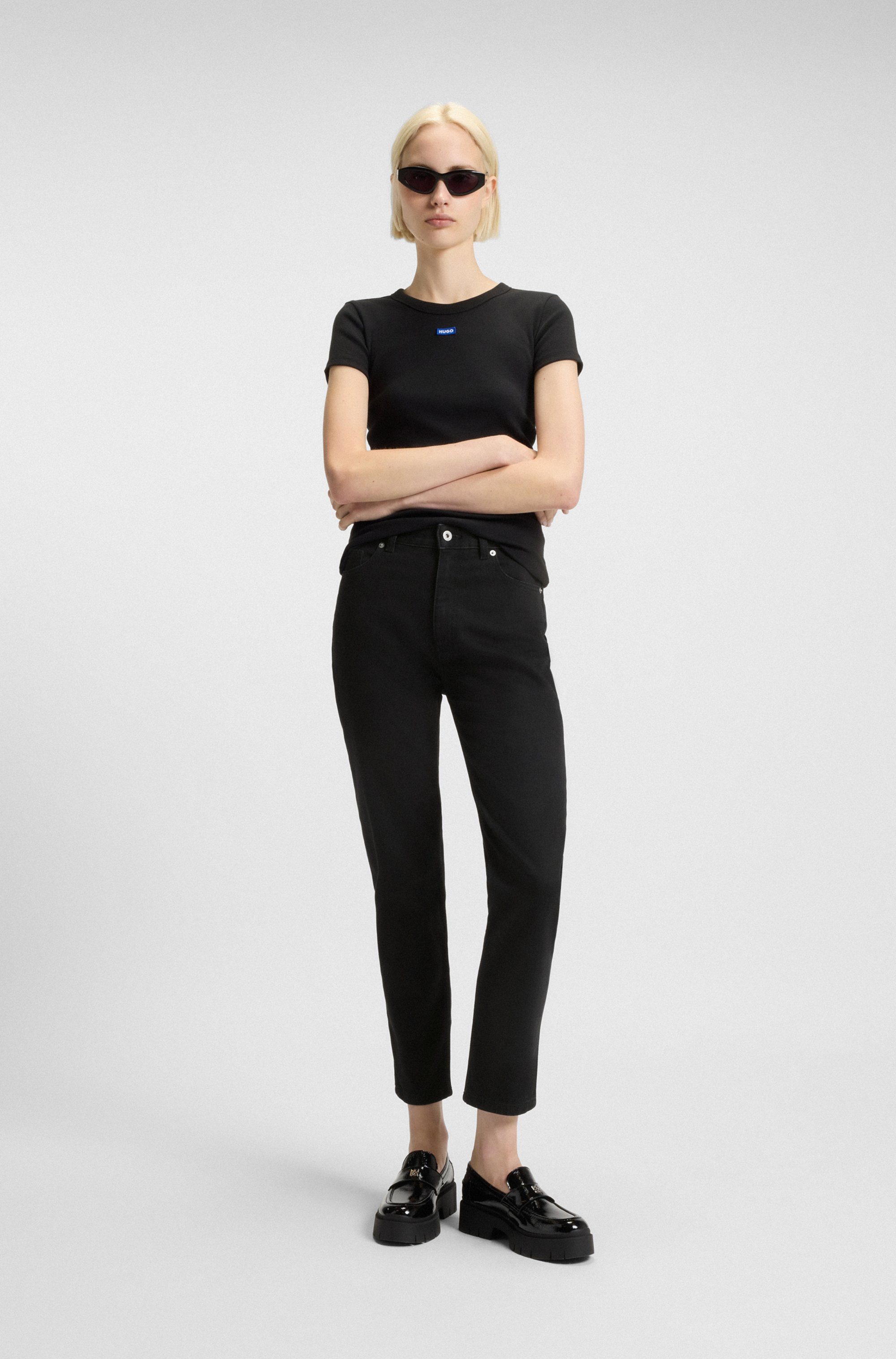 HUGO Blue Mom jeans Noe Straight fit jeans met hoge taille