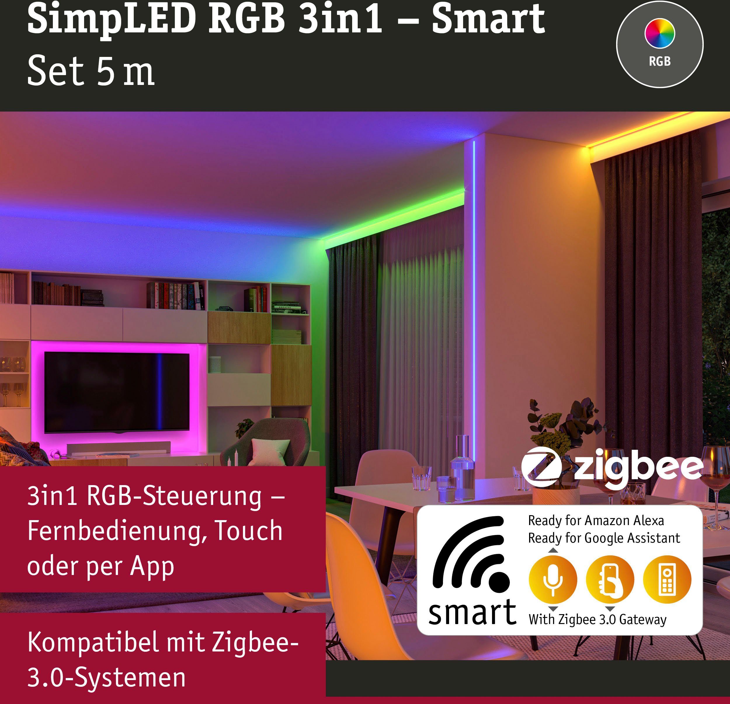 Paulmann Led-strepen SimpLED Stripe Set 5m 230/12V DC Wit Metaal Kunststof