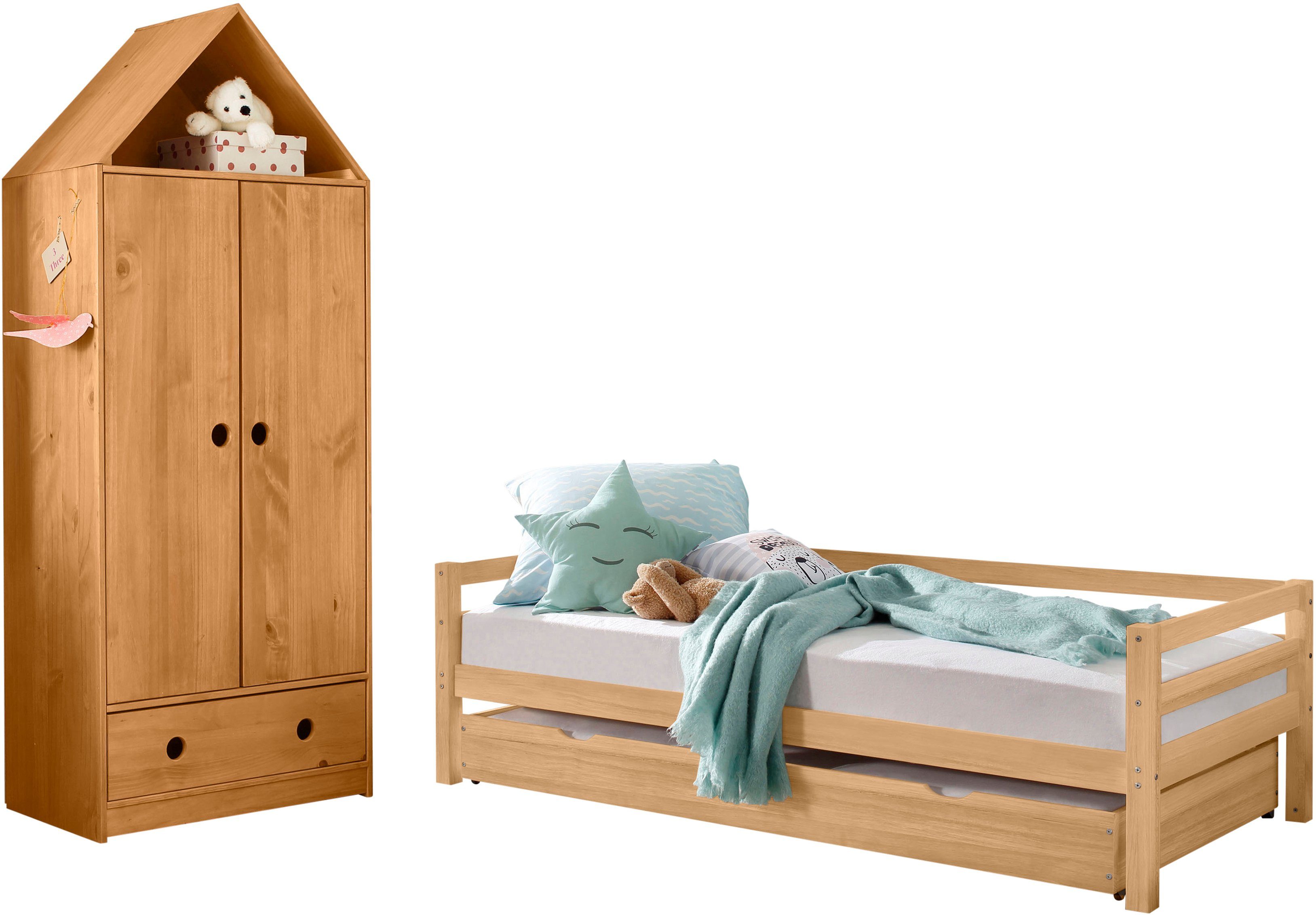 Lüttenhütt Kledingkast Alpi Grenenhout, met planken en garderobestang, hoogte 180 cm