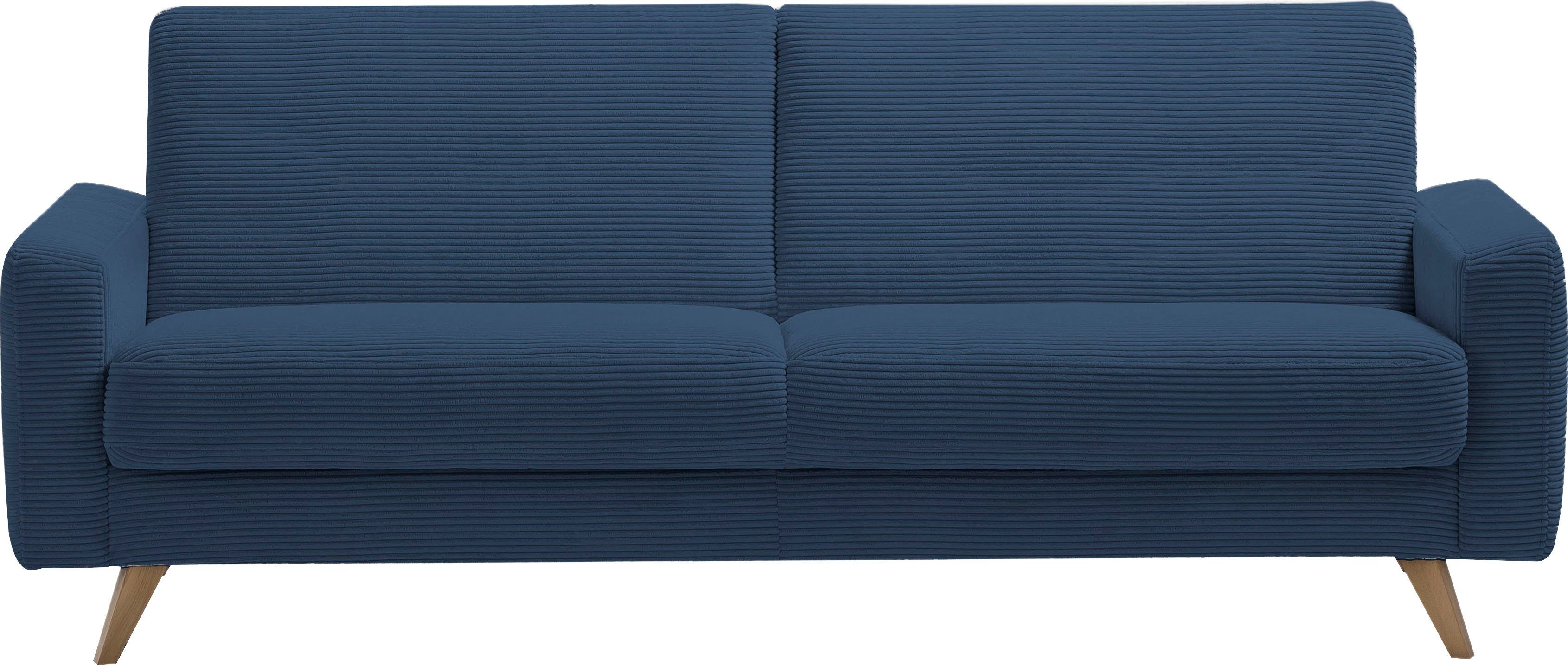 exxpo - sofa fashion 3-zitsbank Samso, elegant en comfortabel, actuele cord bekleding, kantelbank blauw, 3-zitsbanken