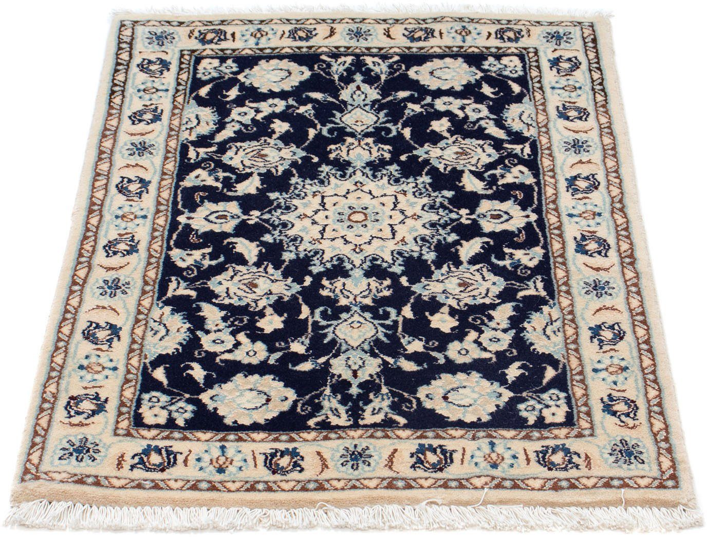 morgenland Wollen kleed Nain bloemmotief Blu scuro 85 x 55 cm Handgeknoopt