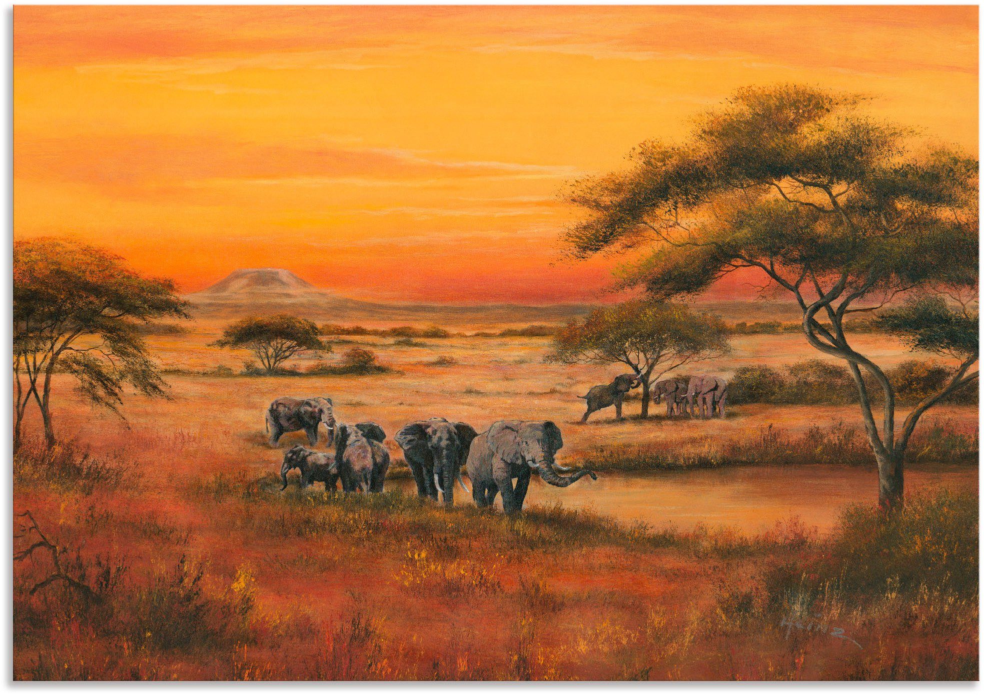 Artland Artprint Afrika Olifanten als artprint van aluminium, artprint voor buiten, artprint op linnen, poster in verschillende maten. maten foto