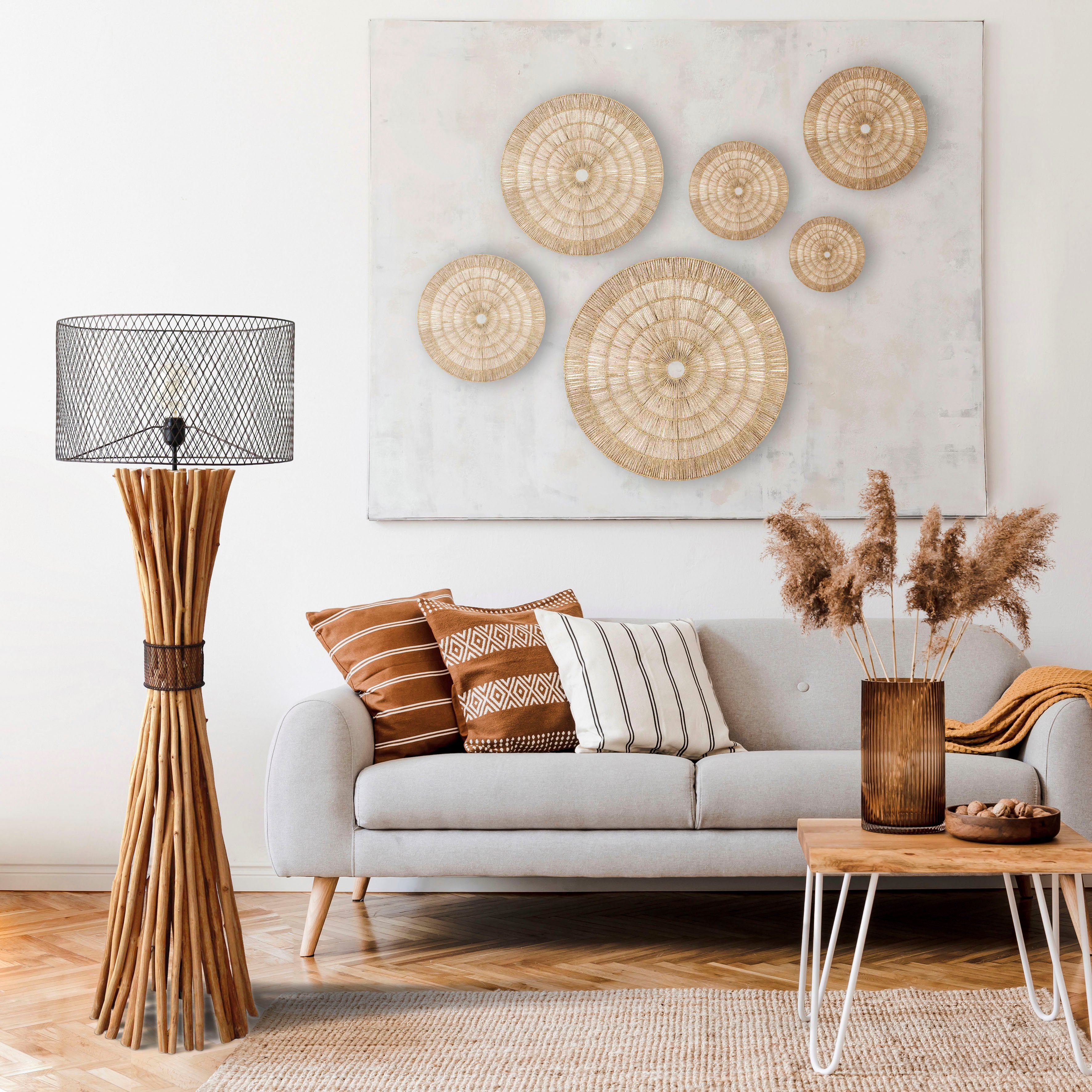 SalesFever Staande lamp Bailee handgemaakt, kap in roest-look (1 stuk)