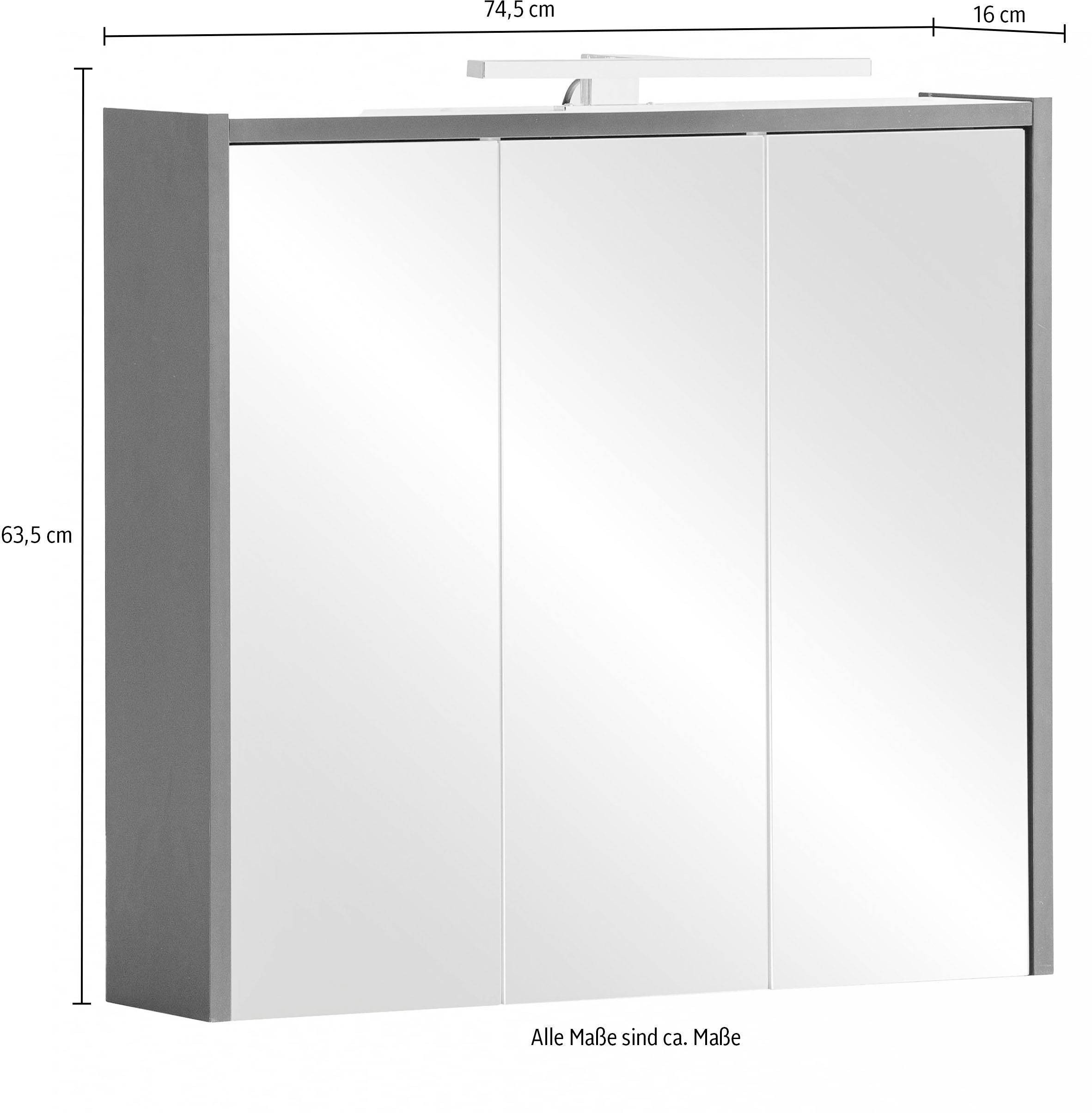 Schildmeyer Spiegelkast Lovis, breedte 74 cm Met LED-lamp en schakel-/stopcontact eenheid