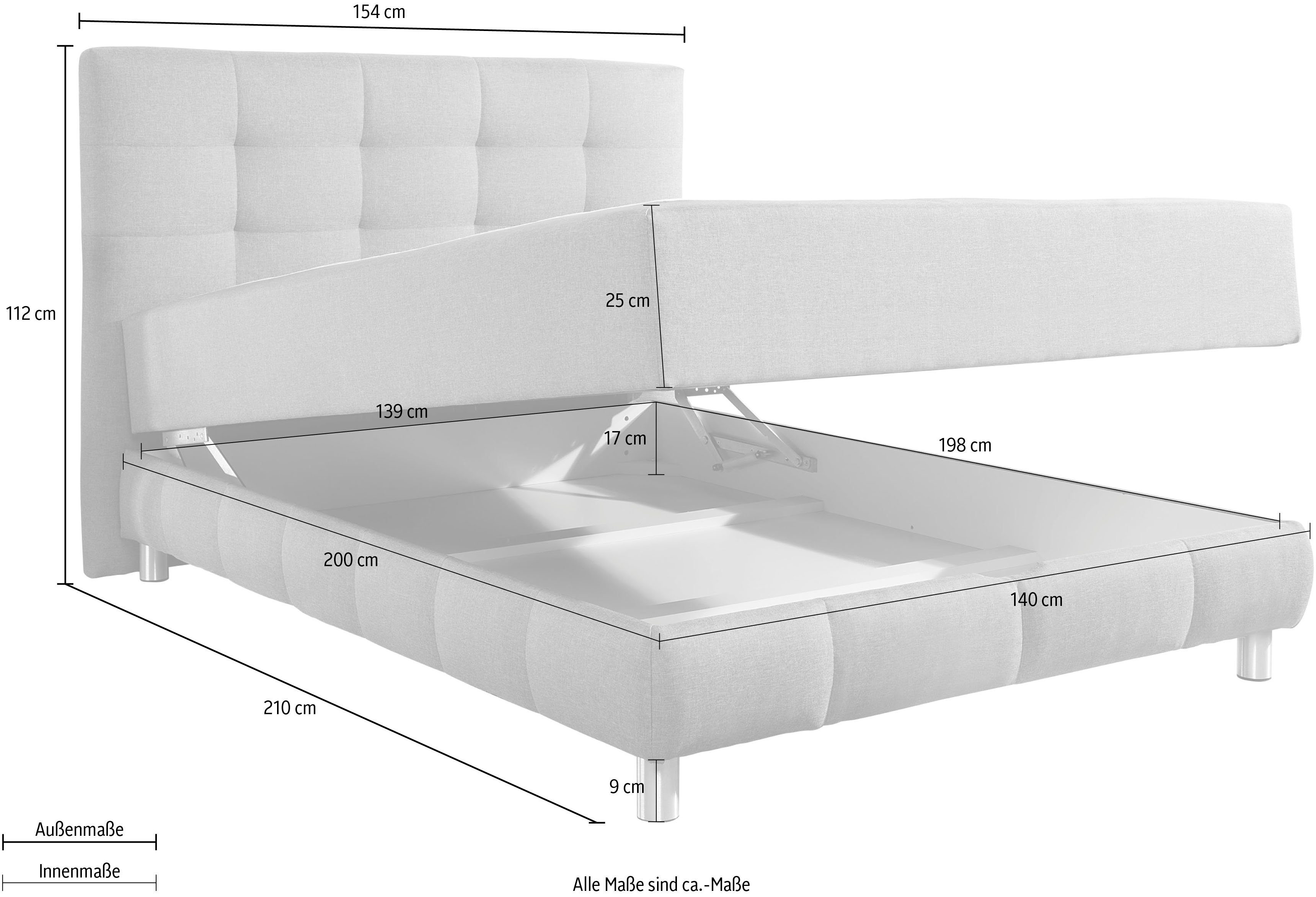 INOSIGN Boxspring Vaasa inclusief bedlade & topper, xxl-uitvoering, extra lengte 220 cm