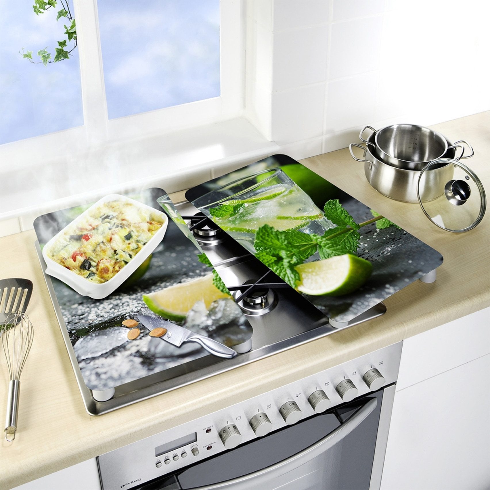 WENKO Kookplaatdeksel Universeel model Mojito speciale antislipvoetjes (set, 2-delig)
