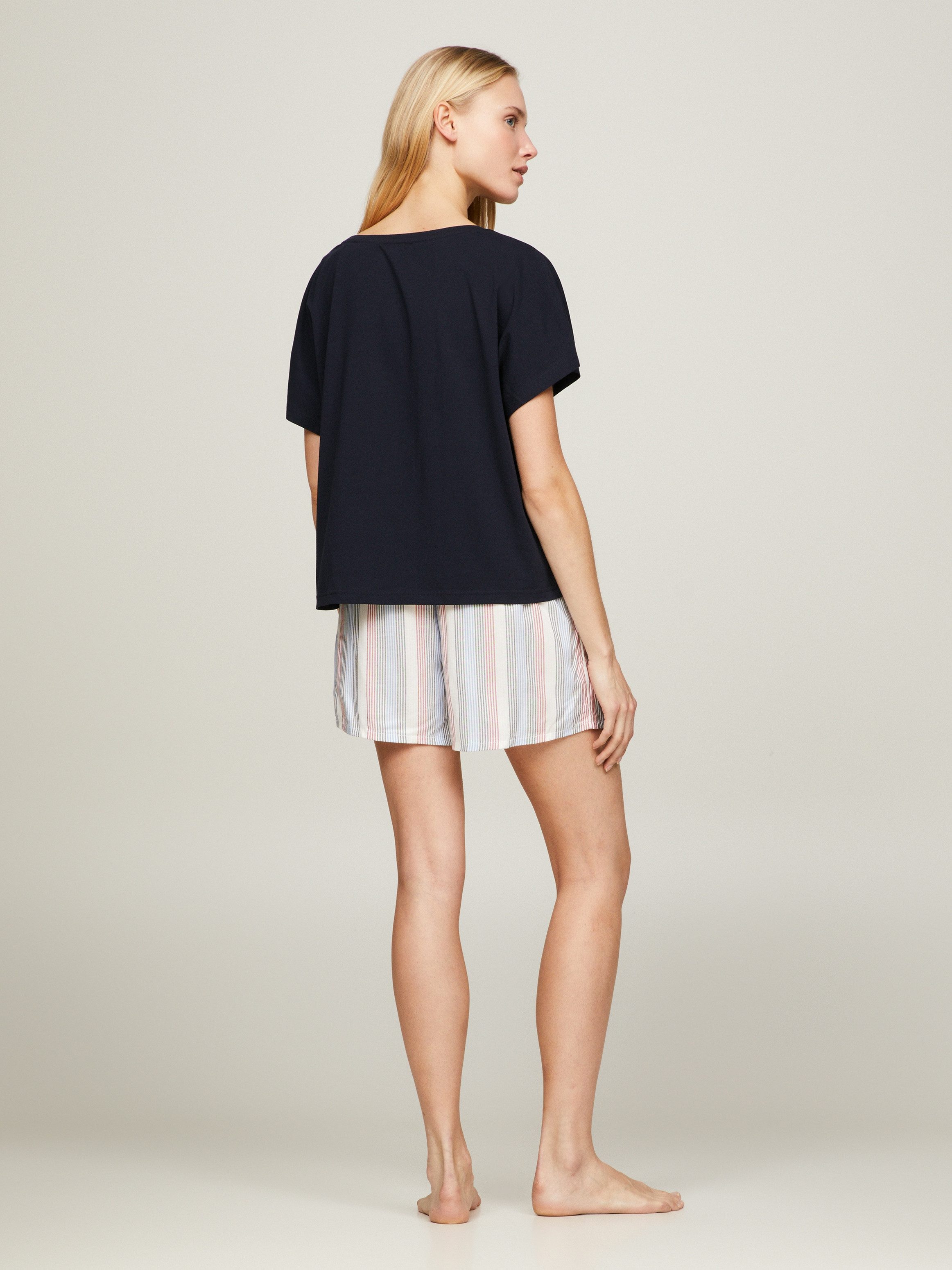 Tommy Hilfiger Underwear Shortama SS PYJ SET WOVEN Shirt effen, shorts bedrukt (set, 2-delig, Shirt + short)