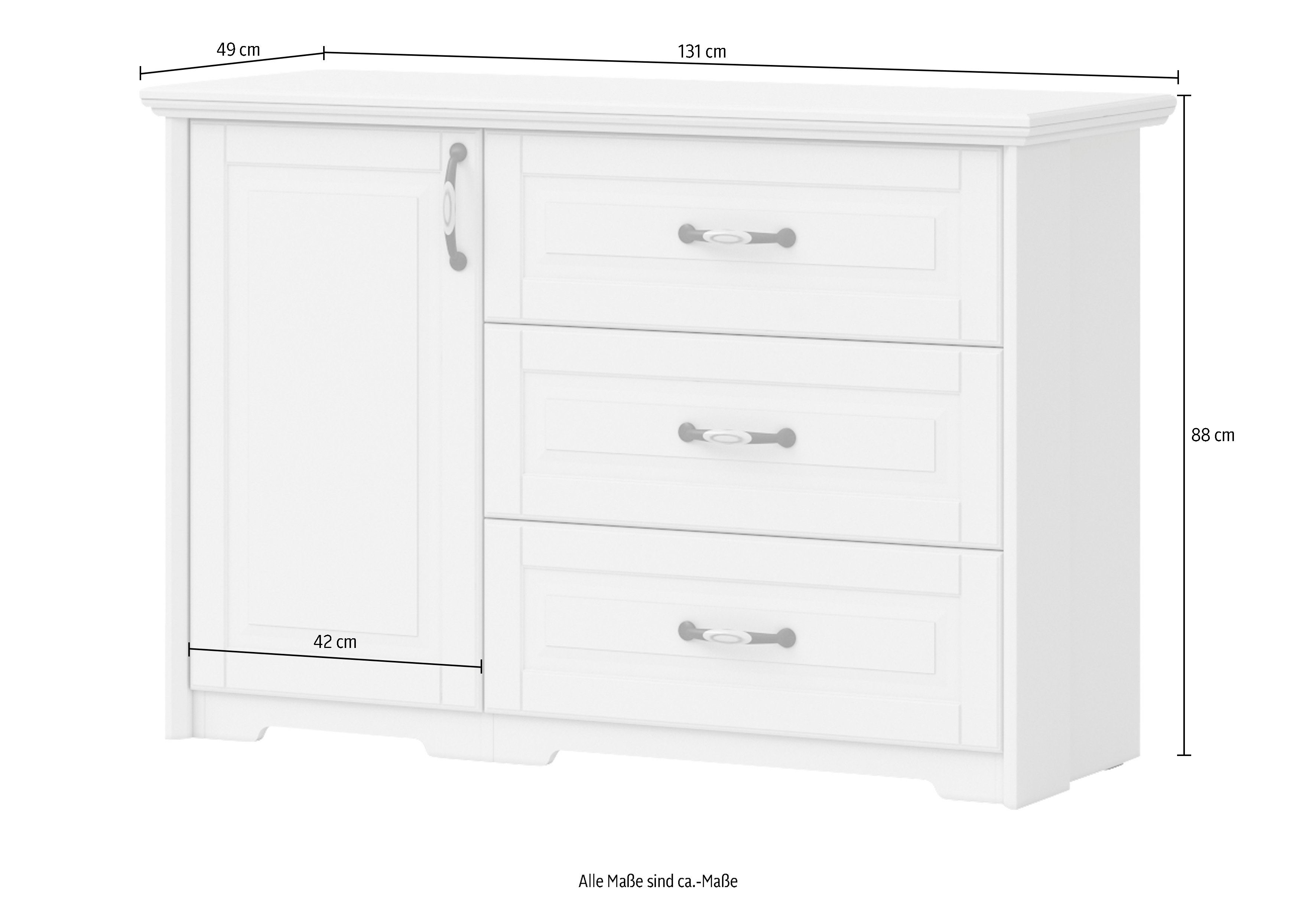 Home affaire Kast met laden en deuren Evergreen, Afmetingen: B/D/H 131/48/88cm, Soft-Close-functie
