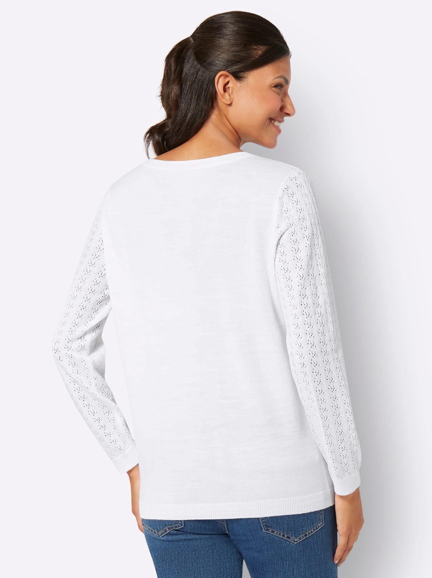 Classic Basics Trui met ronde hals Ajourtrui