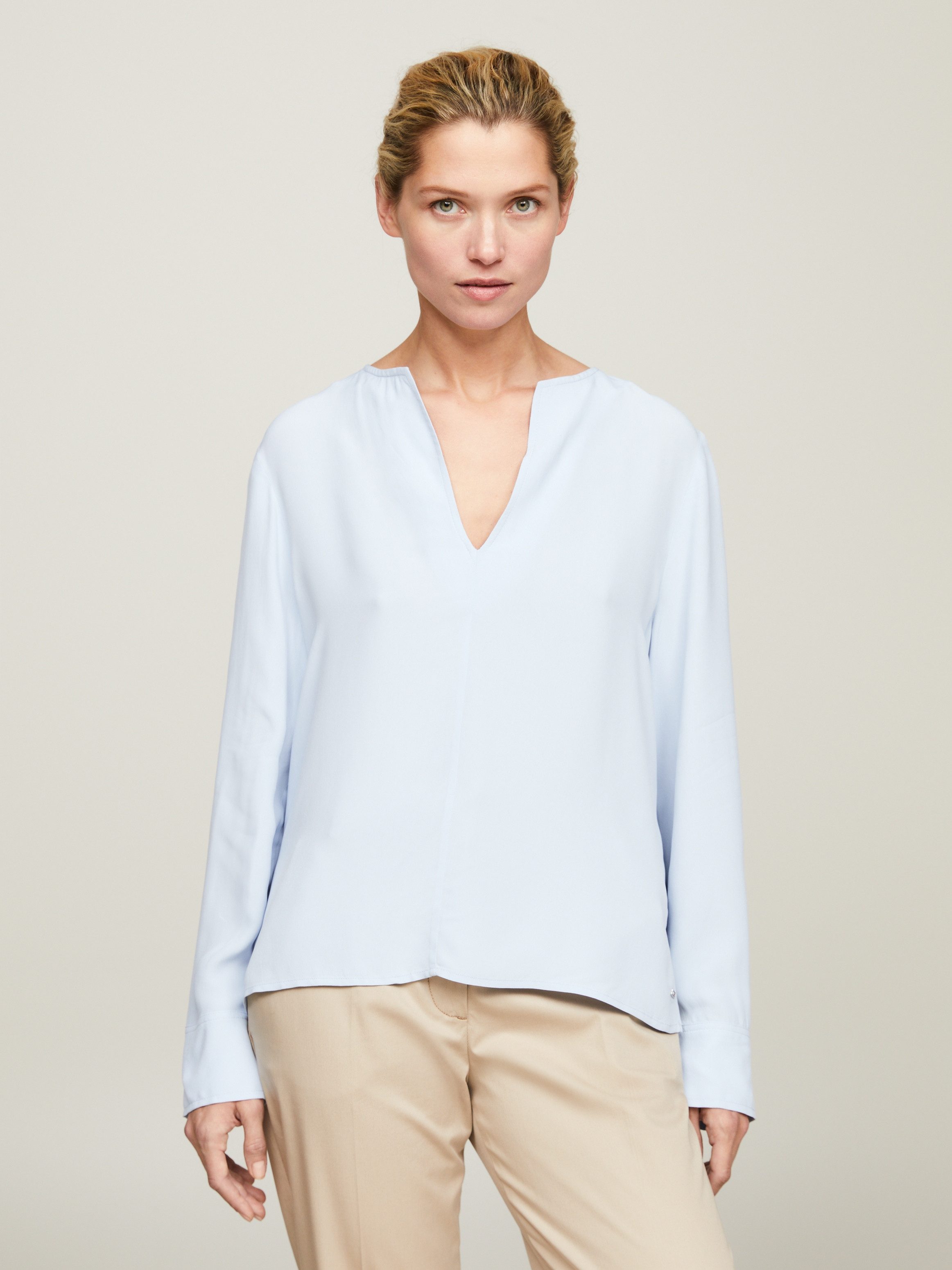 Tommy Hilfiger Blouse met lange mouwen VISCOSE CREPE V-NECK BLOUSE