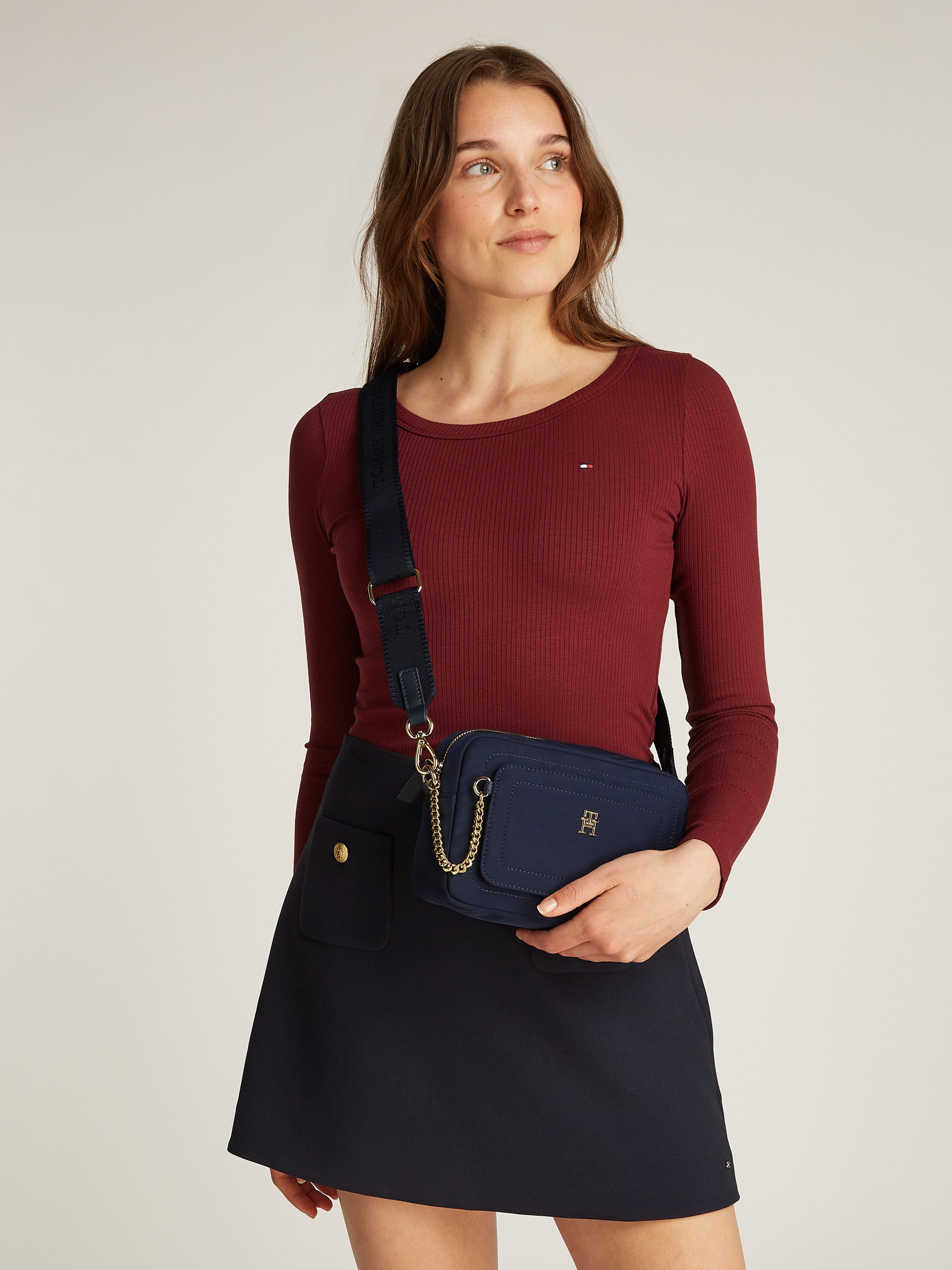 Tommy Hilfiger Schoudertas TH SPRING CAMERA BAG , dames mini bag, schoudertas met verstelbare schouderriem