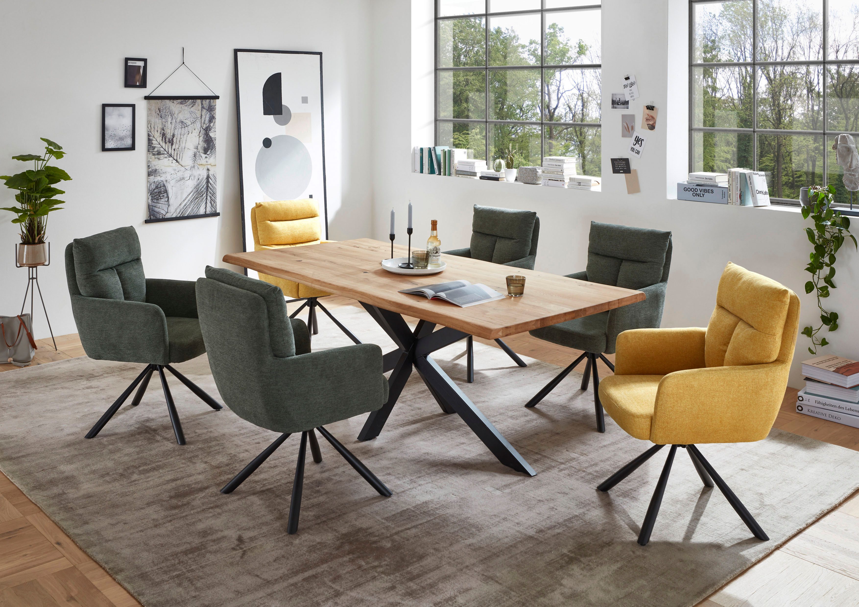 Stolkom Eettafel TOM, TOPSELLER! 200 cm breed massief eikenhout met boomrand