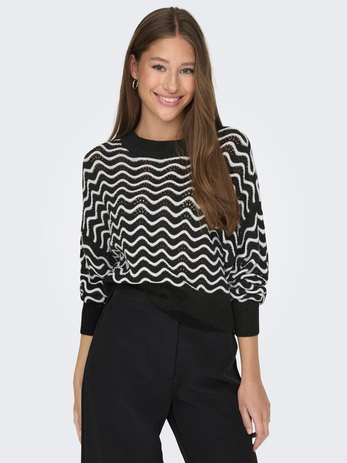JDY Trui met ronde hals JDYRITA L/S SHORT STRUC PULL KNT NOOS