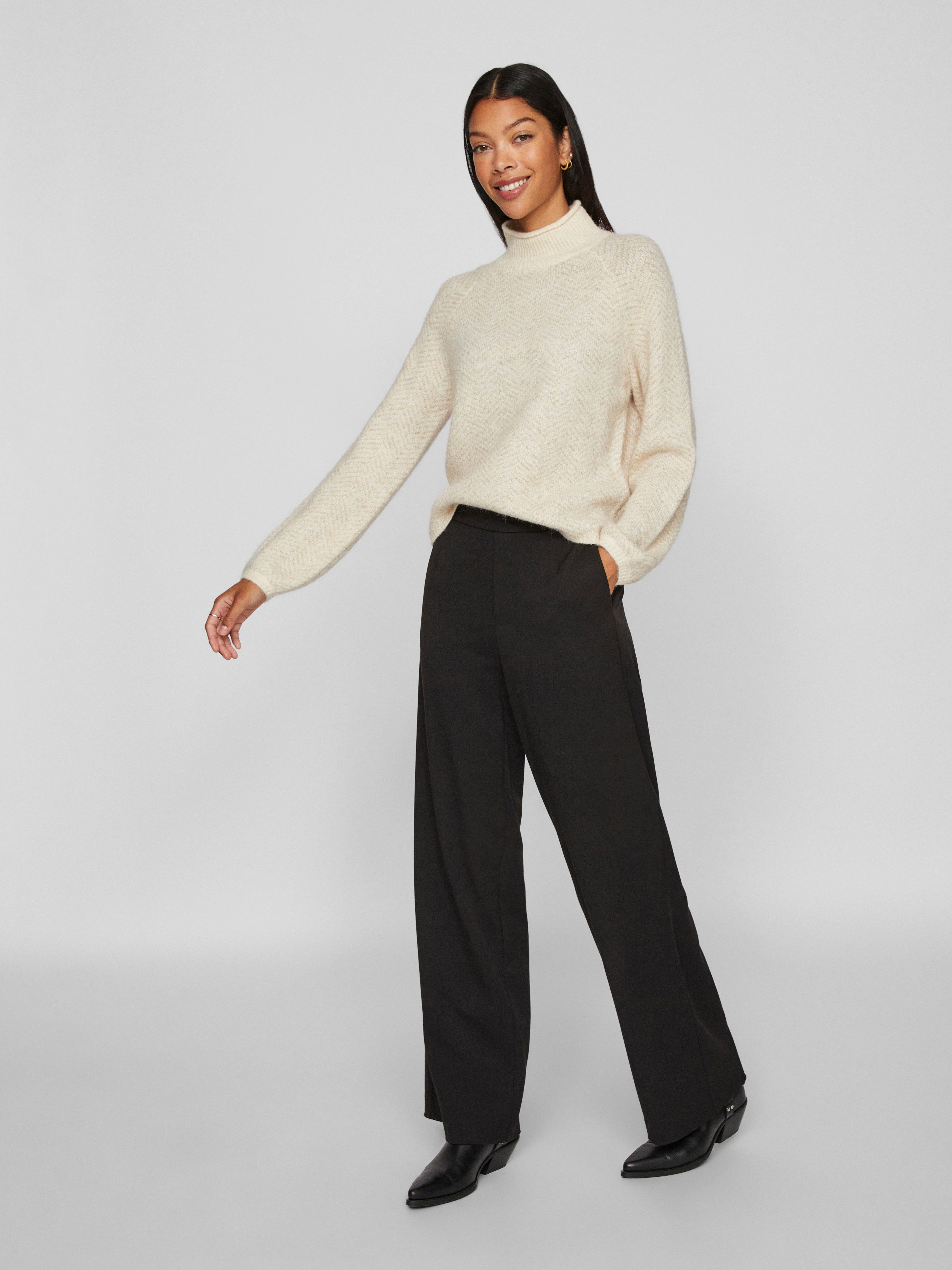 Vila Trui met staande kraag VILORY HIGH NECK L/S KNIT TOP - NOOS