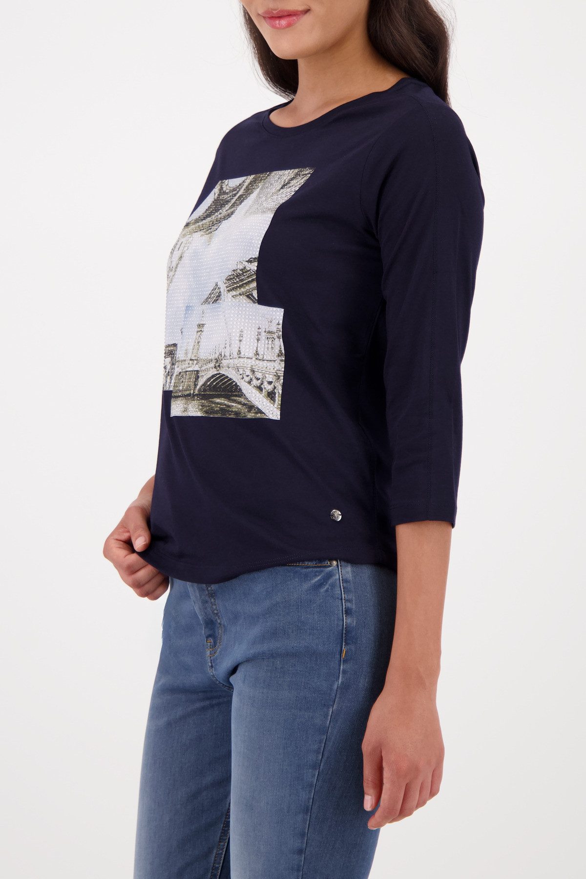 Monari Shirt met 3/4 mouwen Shirt print + sieraden Regular fit met ronde hals