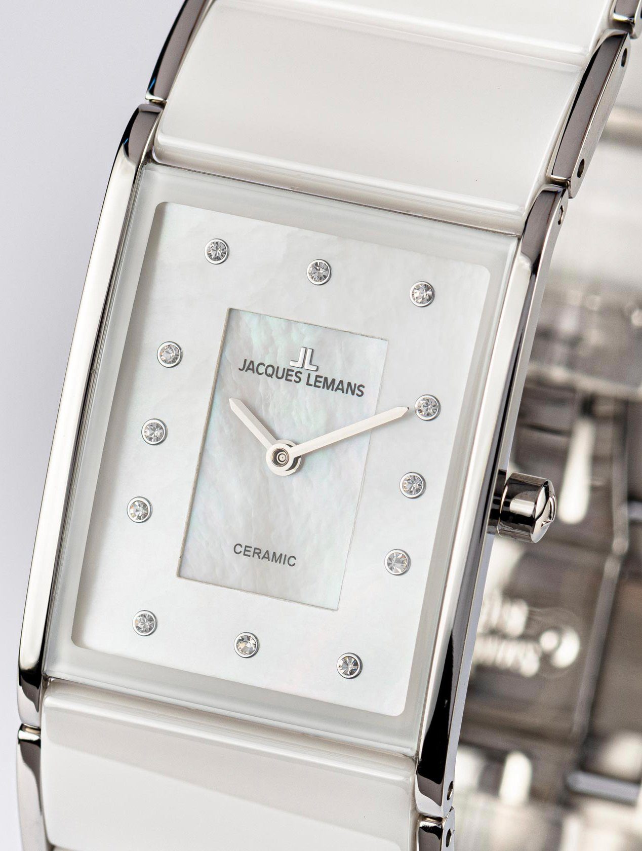 Jacques Lemans Keramisch horloge Dublin Quartz horloge, armbanduhr, dameshorloge, parelmoer wijzerplaat, keramische band