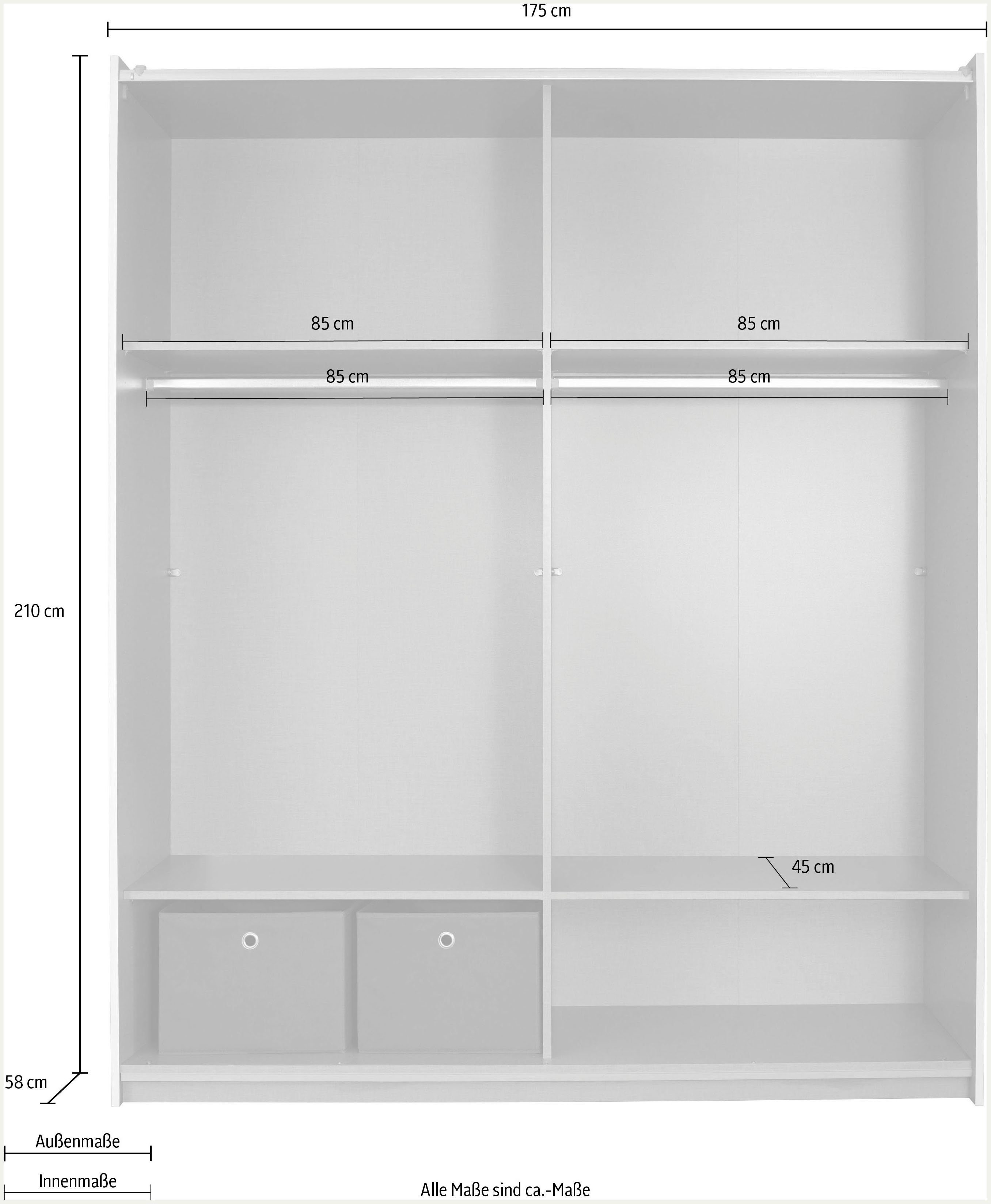 rauch Zweefdeurkast Kledingkast kast garderobe ASTANA met soepel lopende deuren inclusief 2 stoffen dozen en metalen grepen topseller made in germany