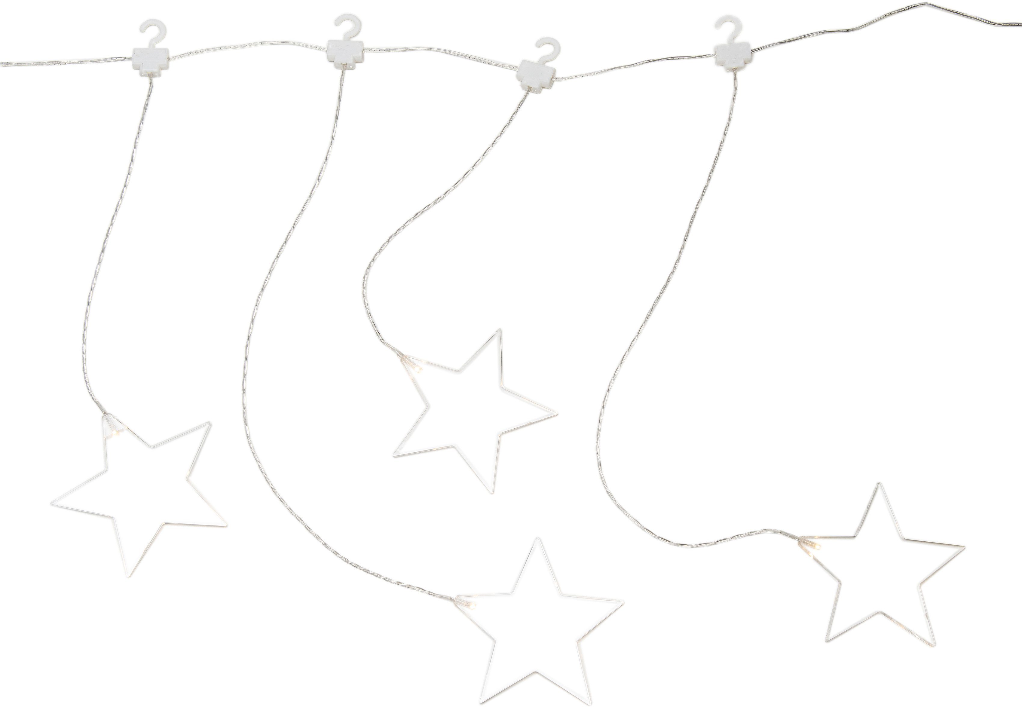 KONSTSMIDE Led-lichtgordijn Kerst versiering met 8 sterren van plexiglas en warm witte dioden