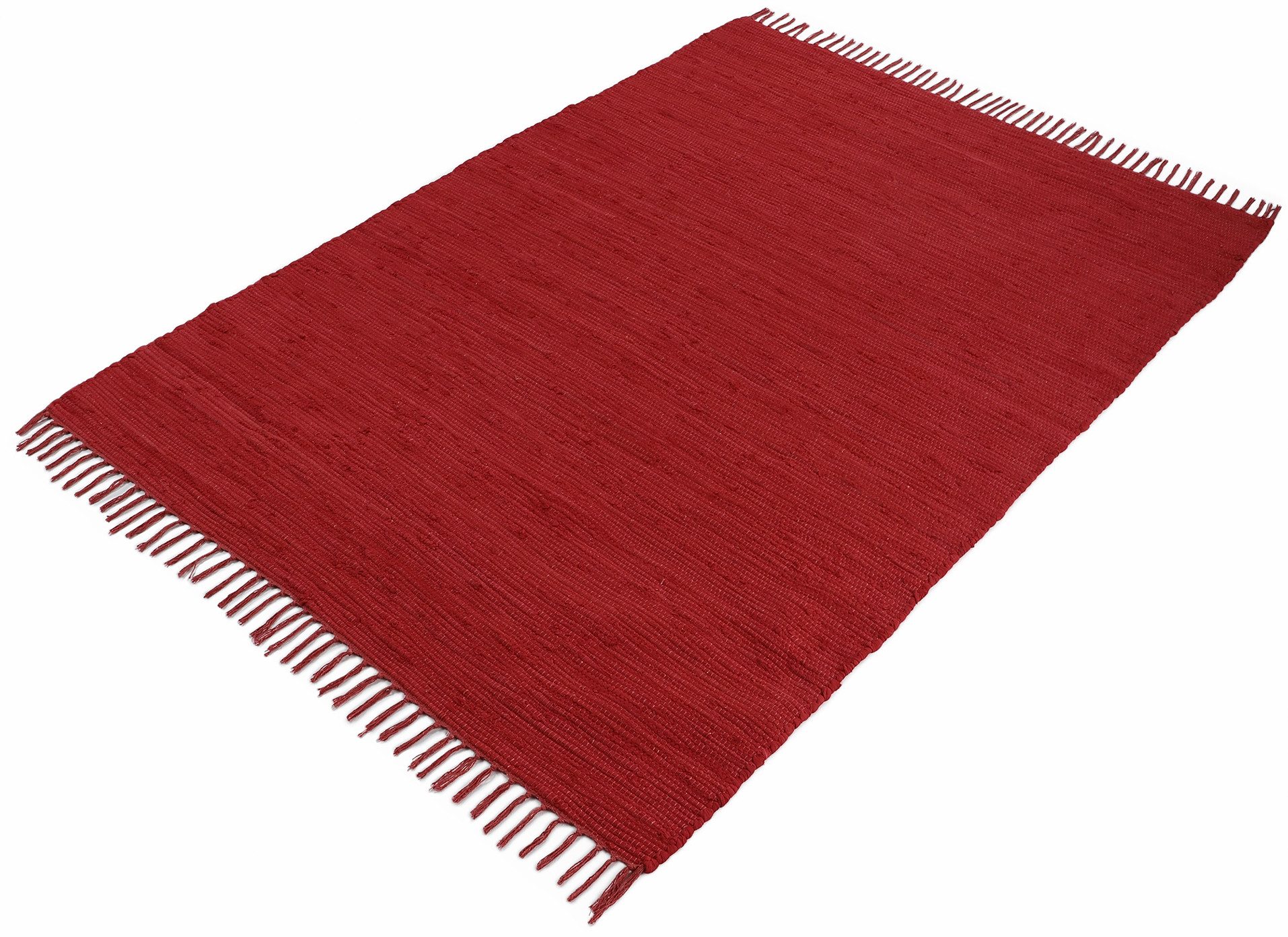 carpetfine Vloerkleed Kelim Chindi uni Tweezijdig te gebruiken kleed, puur katoen, met de hand geweven, unikleuren, met franje