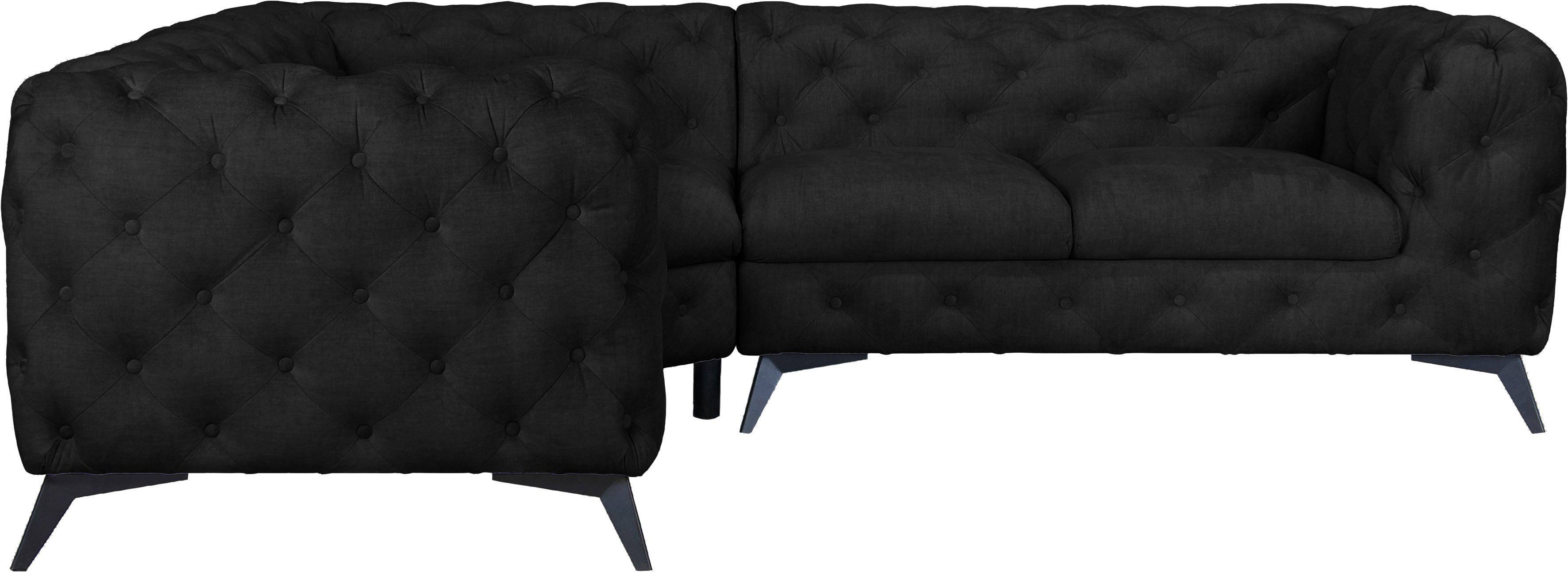 Leonique Chesterfield-bank Glynis L-vorm luxueuze capitonnage, moderne chesterfield look, kleur van de poten ter keuze
