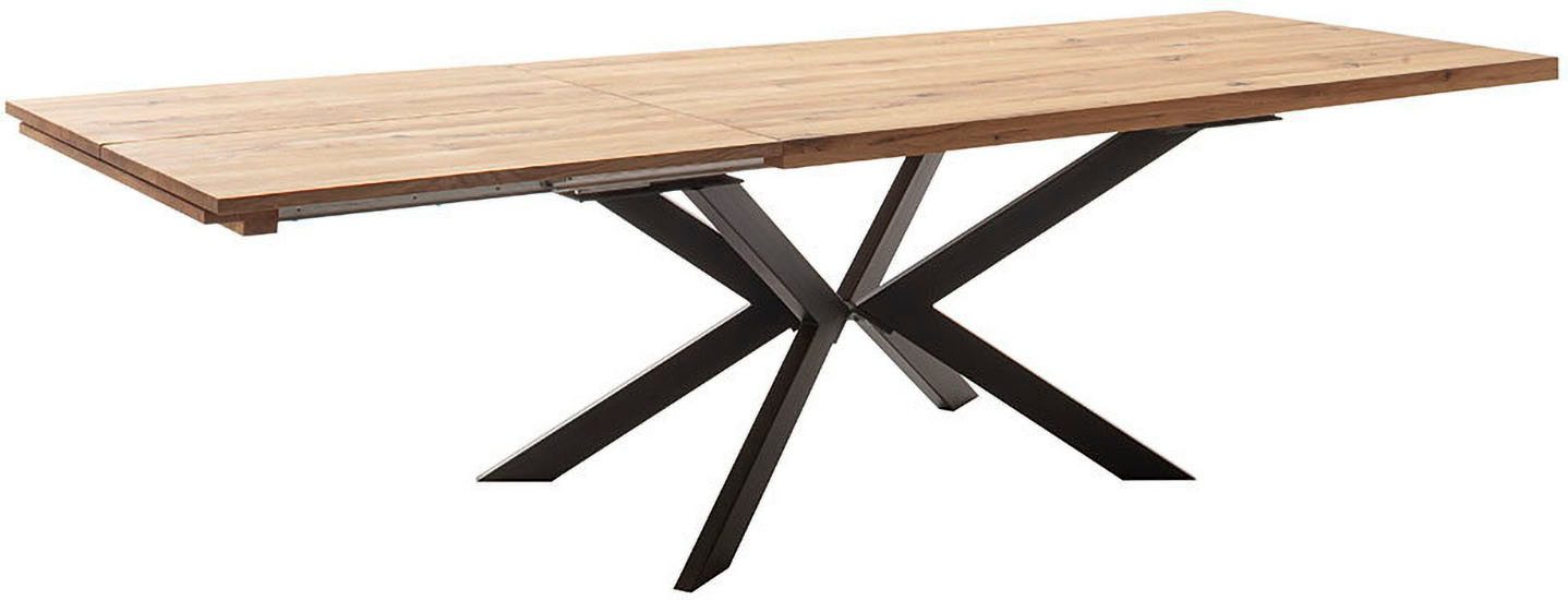 MCA furniture Eettafel BARLETTA uitschuifbare tafel 180-280 cm massief, doorlopende lamel, verdubbeld, metaal, tafelblad 5,0 cm