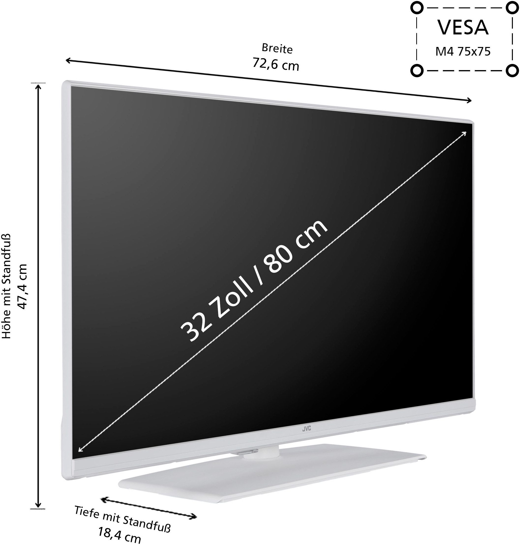 JVC Led-TV LT-32VF5355W, 80 cm / 32", Full HD, Smart TV