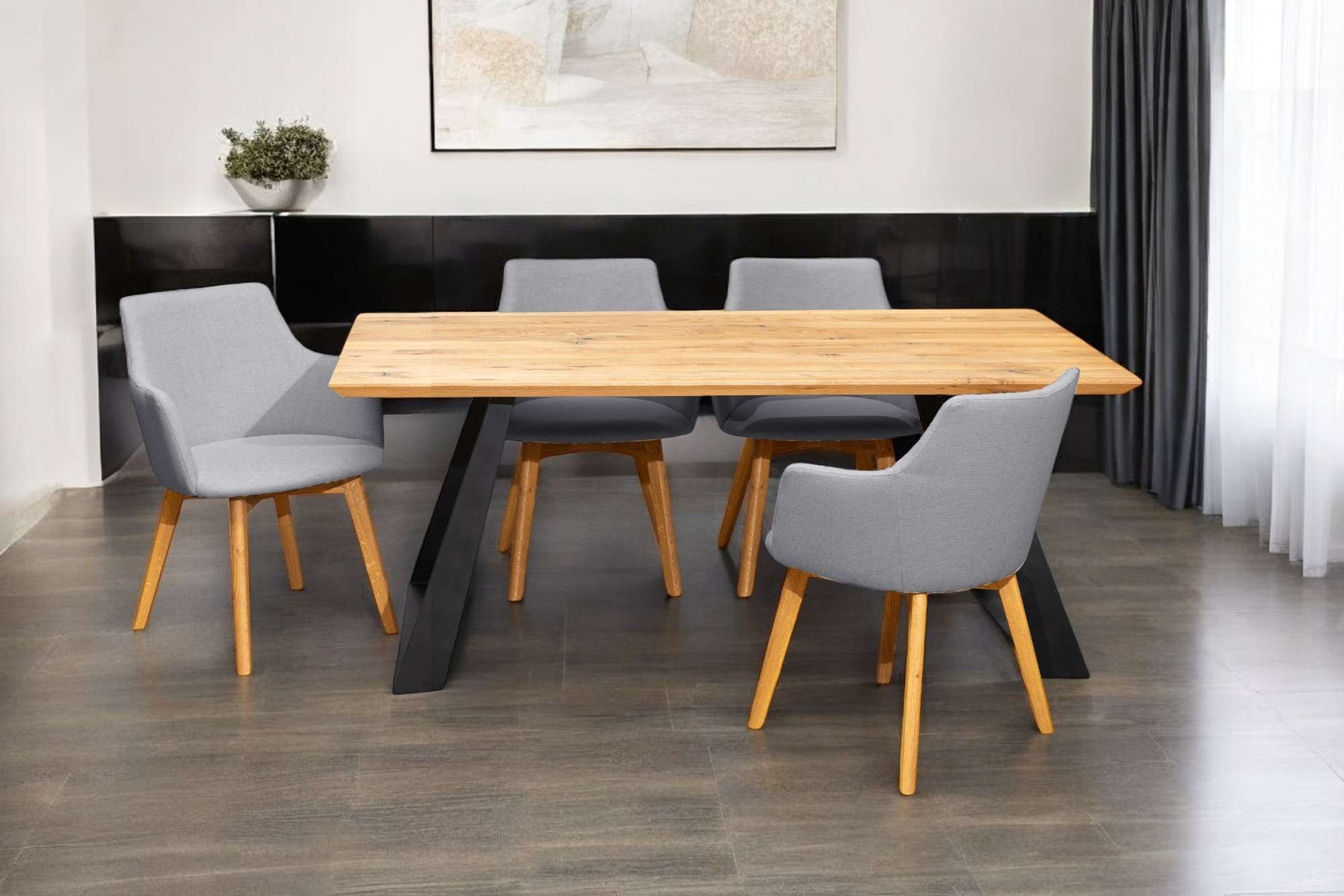 Home affaire Eethoek Ena zitgroep voor keuken/eetkamer, eettafel met 4 gestoffeerde stoelen 5-delig (set, 5-delig)