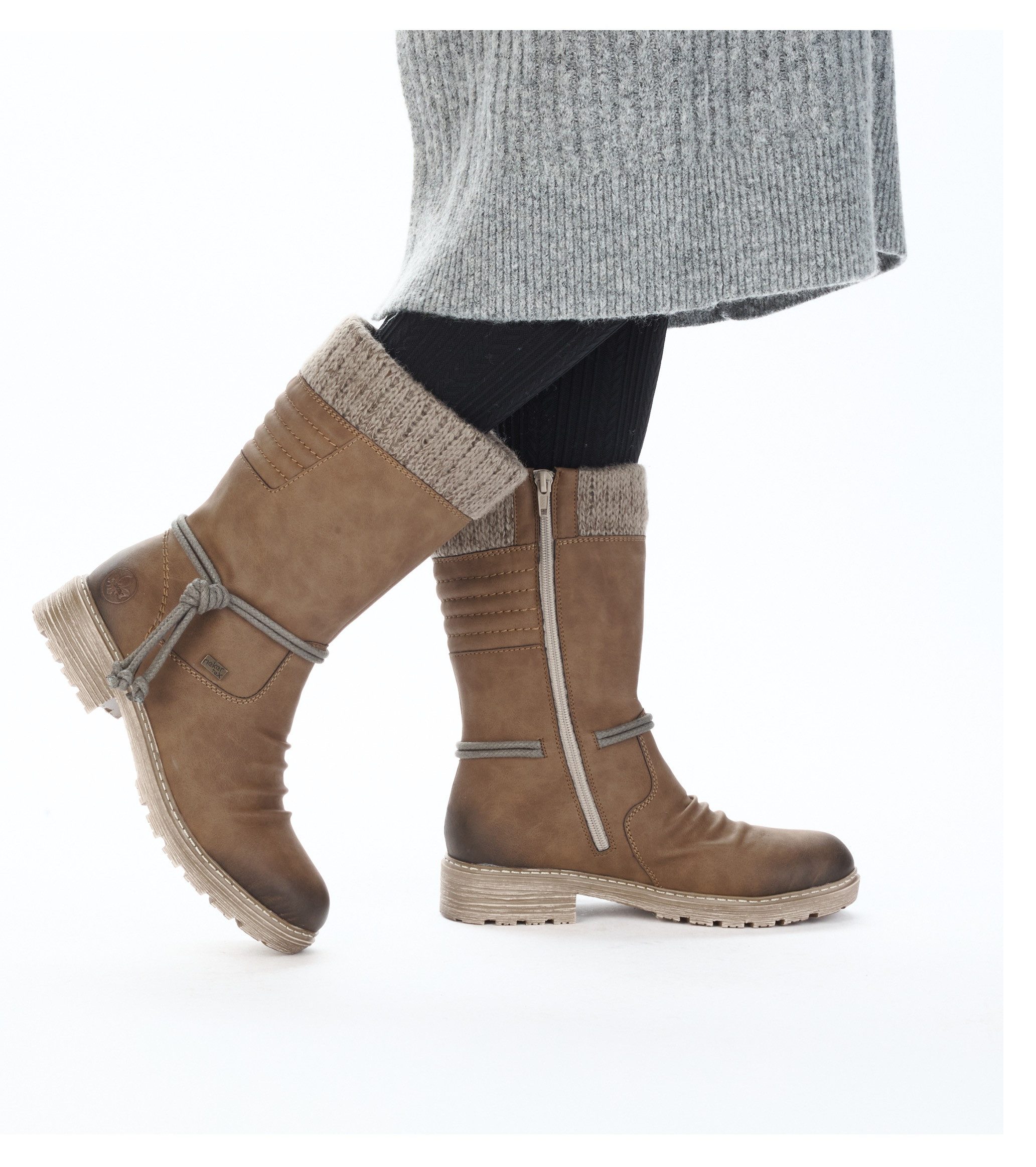 Rieker Winterlaarzen winterlaarzen, hakken, tex-membraan, met gebreide schaprand