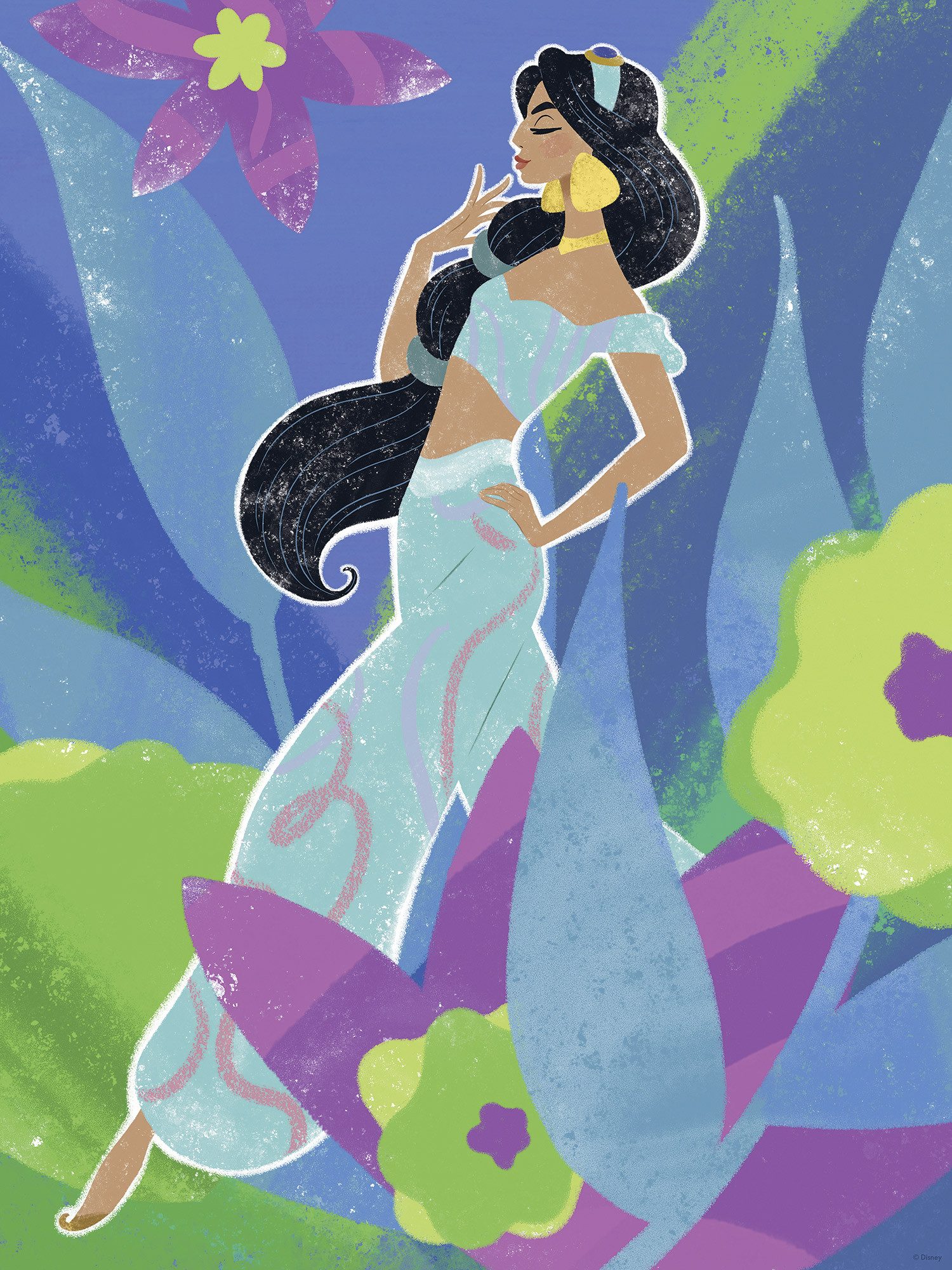 Komar Artprint Disney Princess Jasmine in Blue 300 x 280 cm (breedte x hoogte) - behang, vlies, woonkamer, slaapkamer (1 stuk)