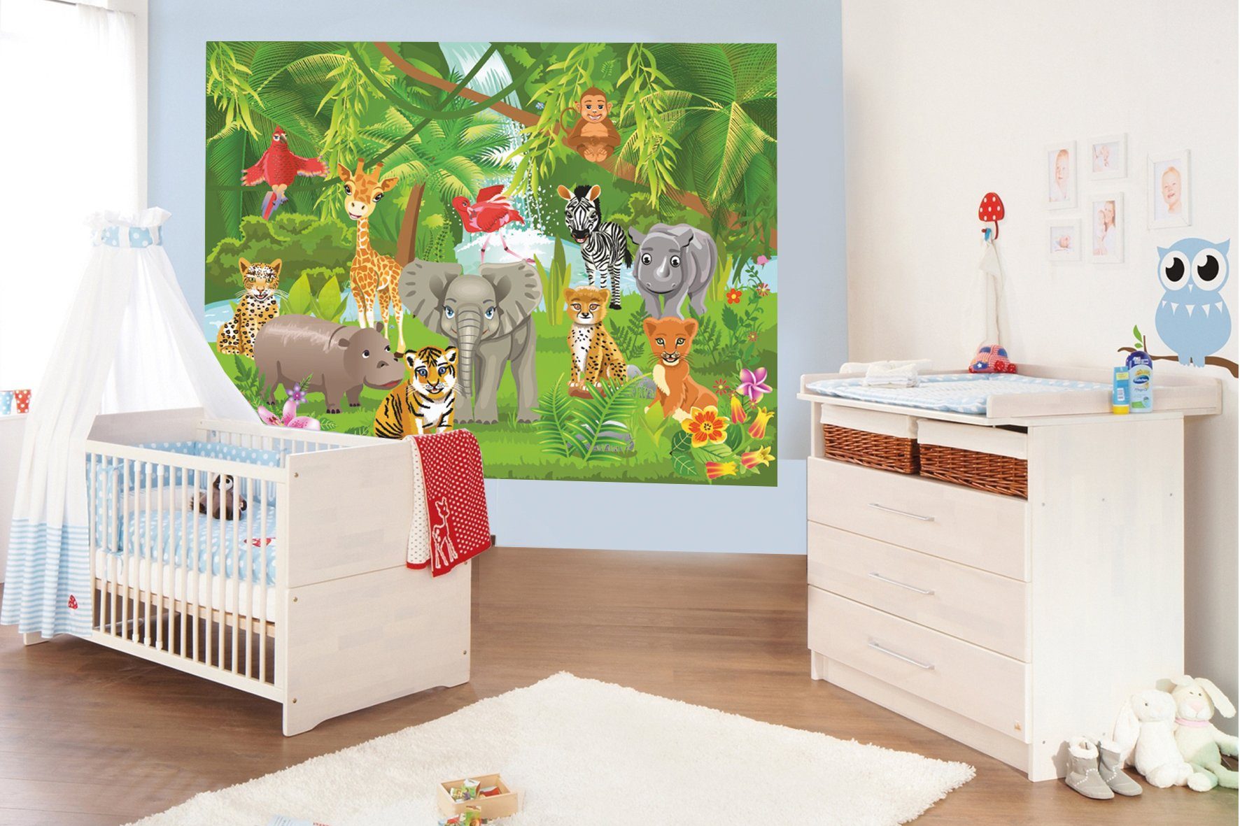 Papermoon Fotobehang Kids Jungle animals Vlies, 5 banen, 250 x 180 cm (5-delig)