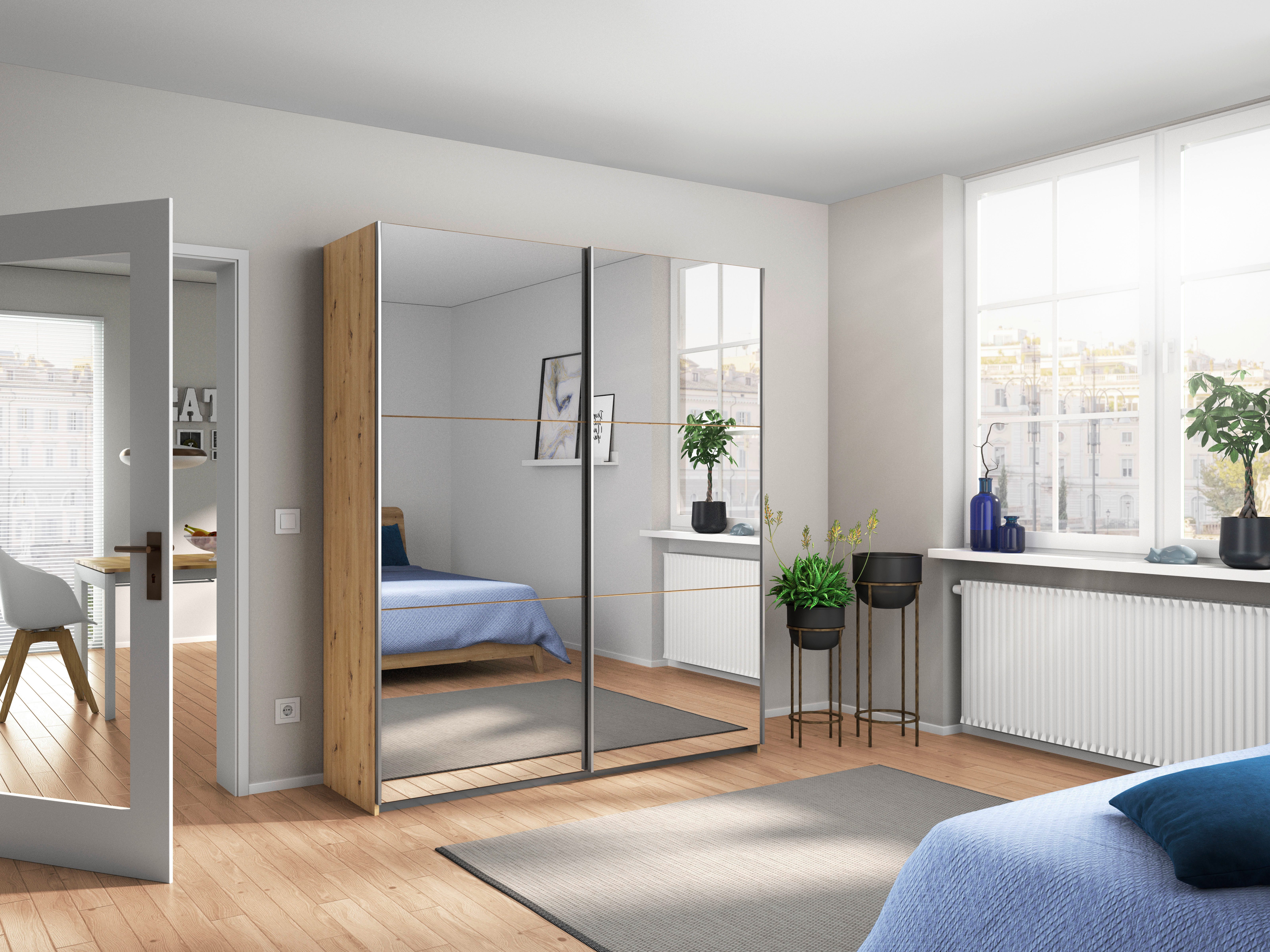 rauch Zweefdeurkast Kledingkast kast garderobe REFLECT inclusief praktische binneninrichting met veel opbergruimte made in germany
