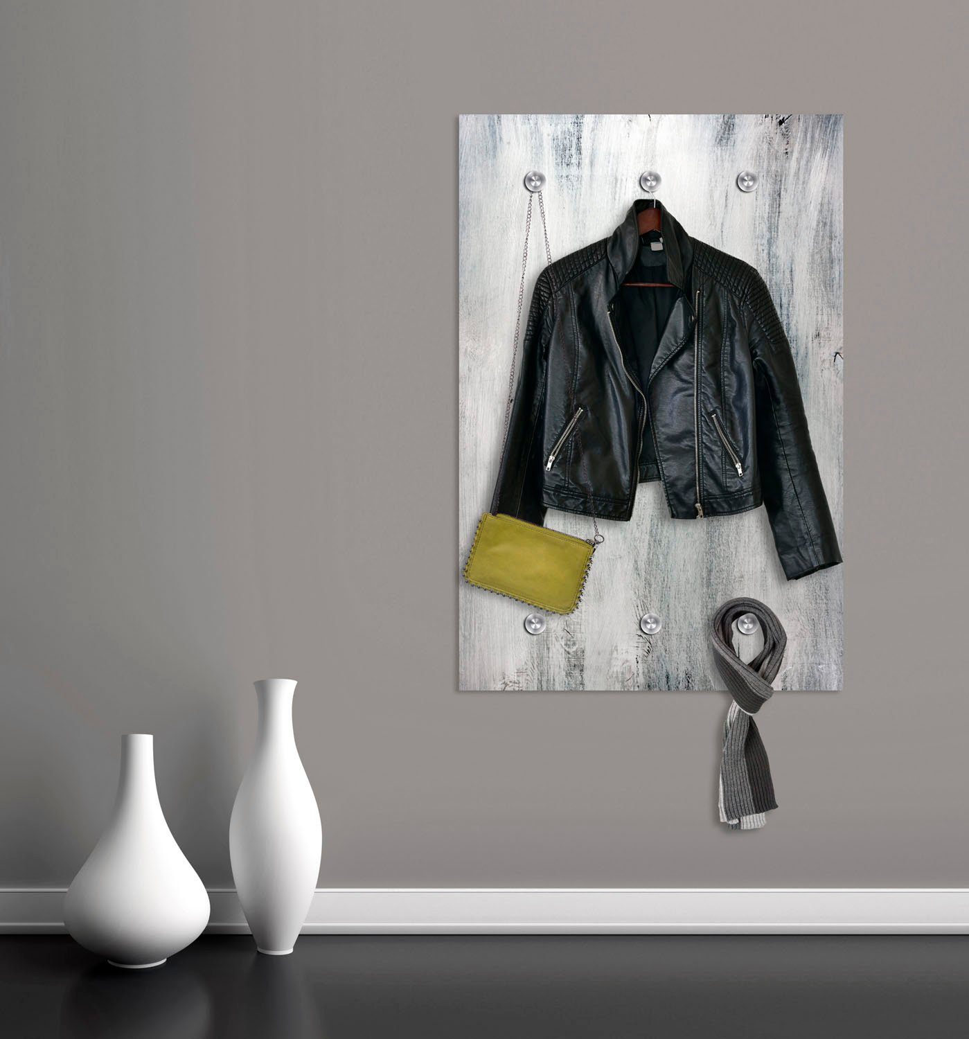 queence Kapstok Hout-look met 6 haken, 80 x 120 cm