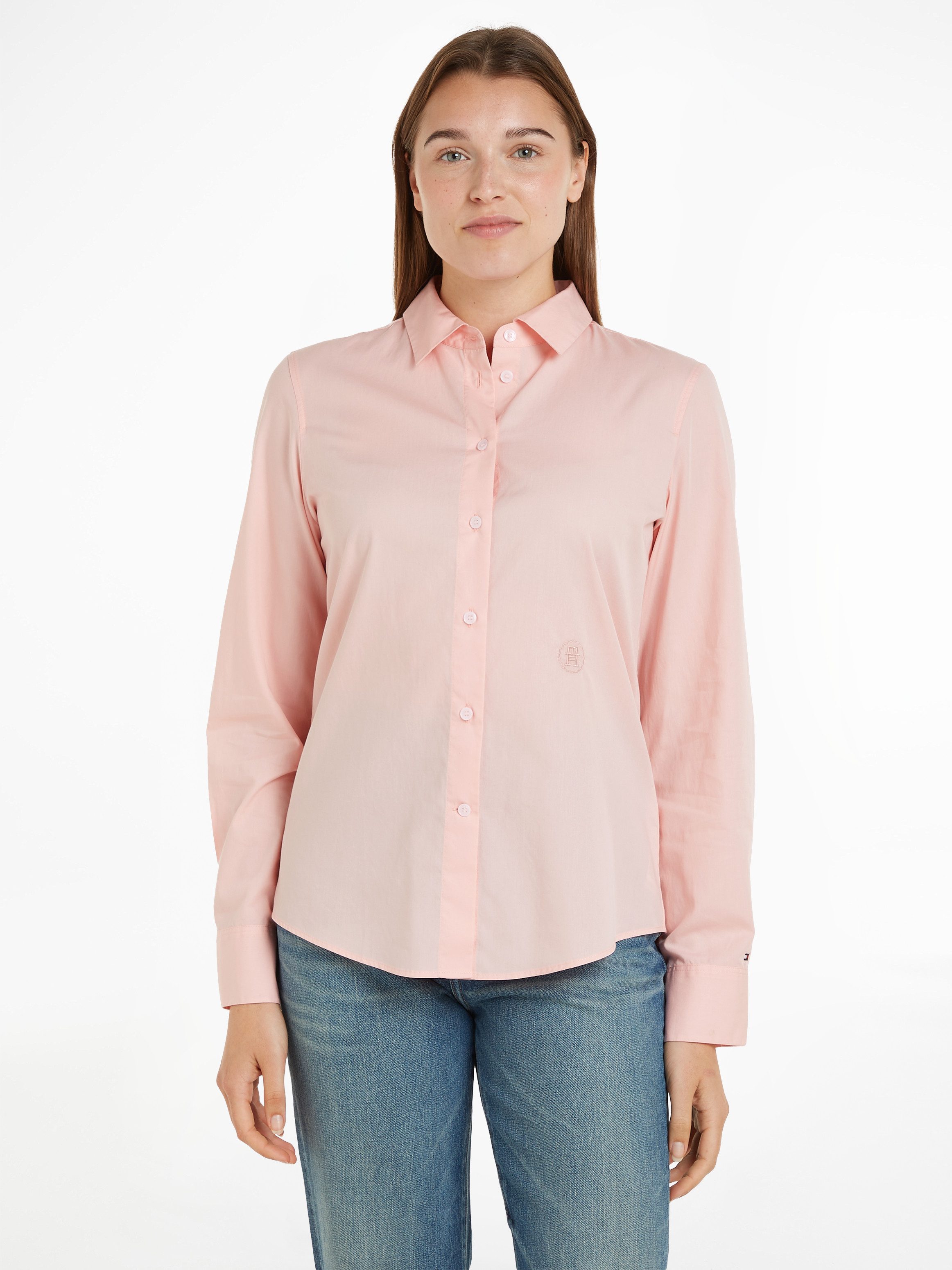 Tommy Hilfiger Overhemdblouse ESS POPLIN REGULAR SHIRT met popeline geborduurd logo