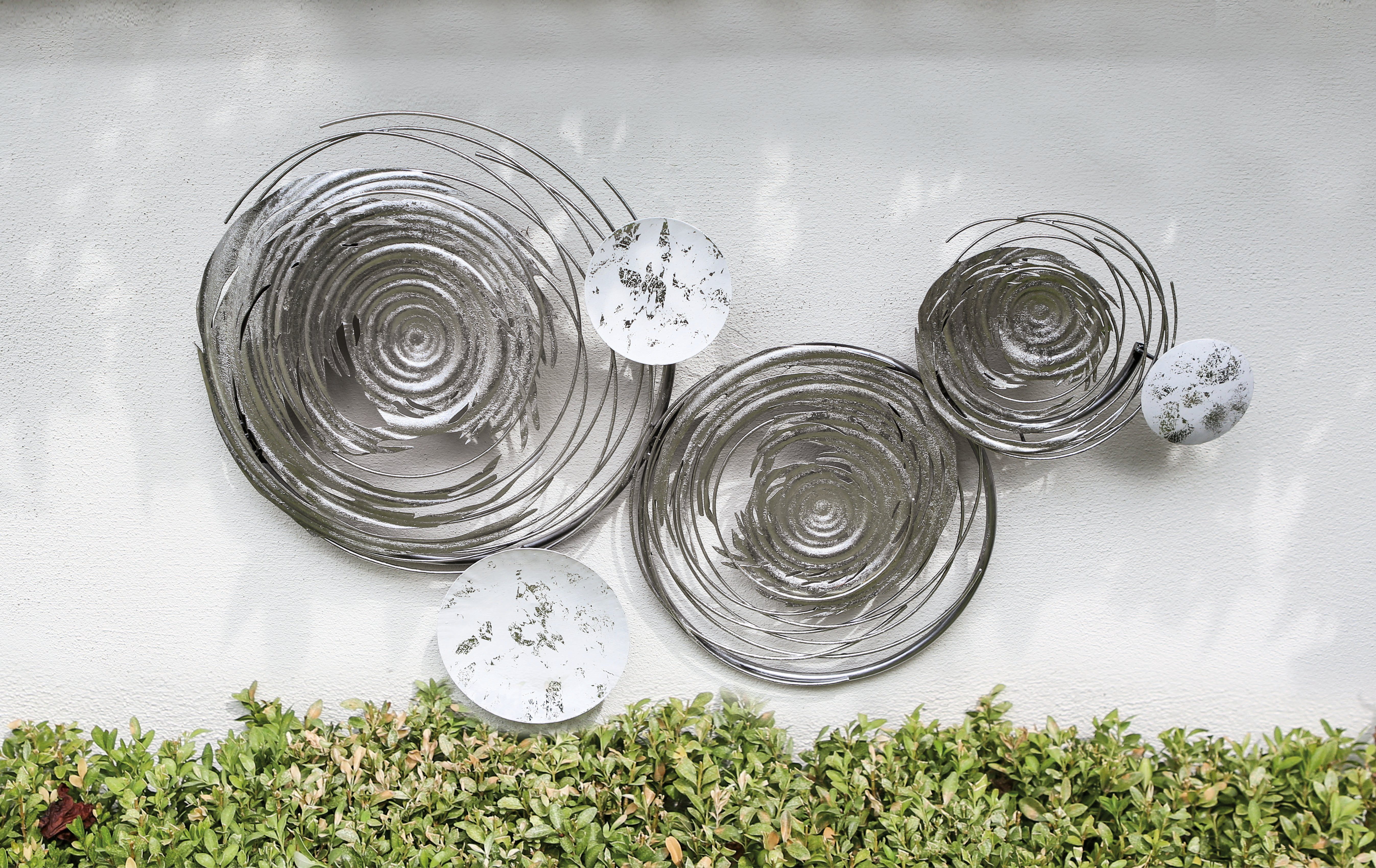 GILDE Sierobject voor aan de wand Wandreliëf Circles, wit/zilverkleur van metaal, decoratief in eetkamer & woonkamer (1 stuk)