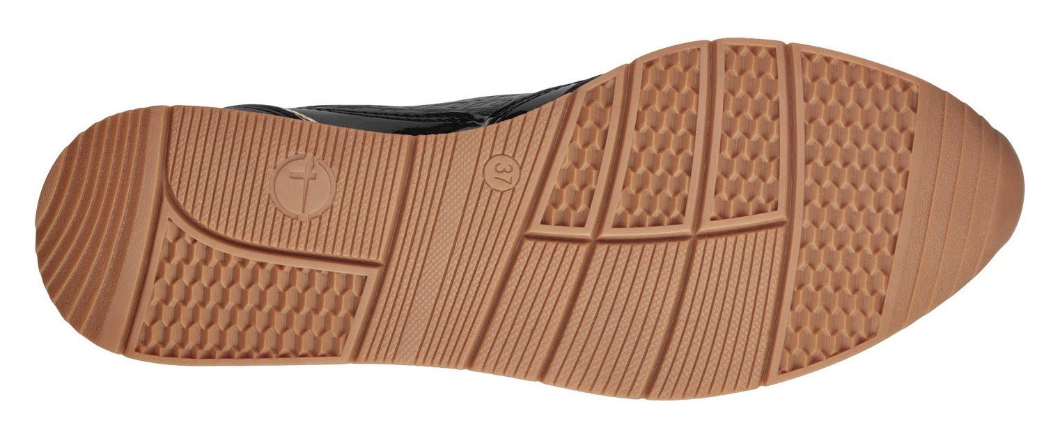 Tamaris Plateausneakers vrijetijdsschoen, lage schoen, veterschoen met subtiele metallic-details