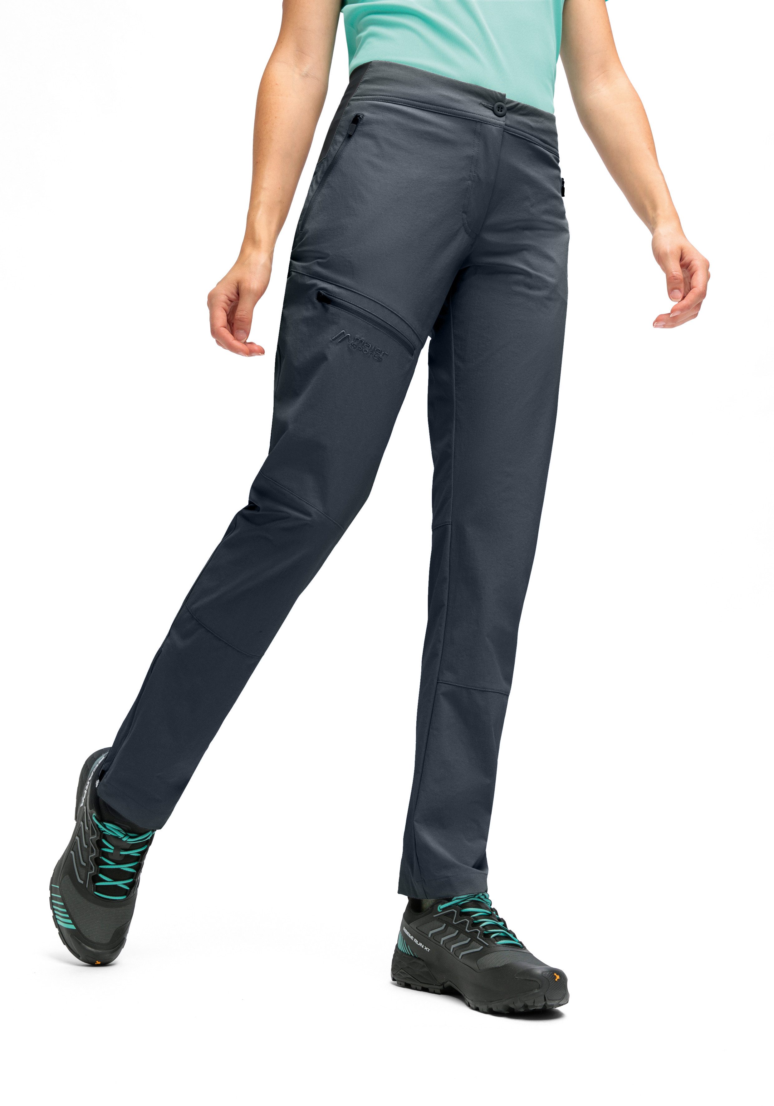 Maier Sports Outdoorbroek Inara slim Vario Dames wandelbroek, functionele broek met variabele tailleband en 4 zakken, slim fit