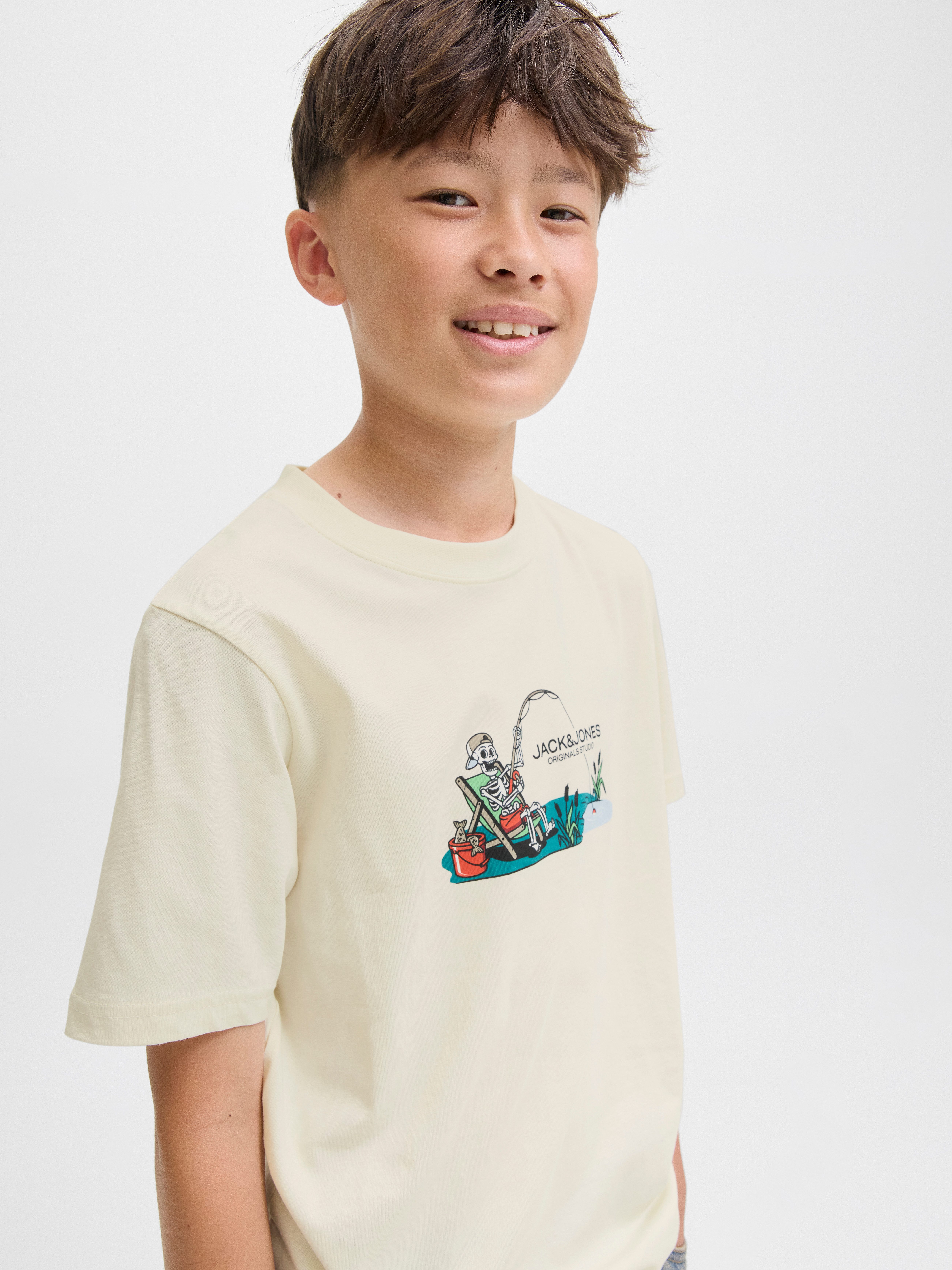 Jack & Jones Junior T-shirt JORSKULL NATURE TEE SS CREW NECK SN JNR