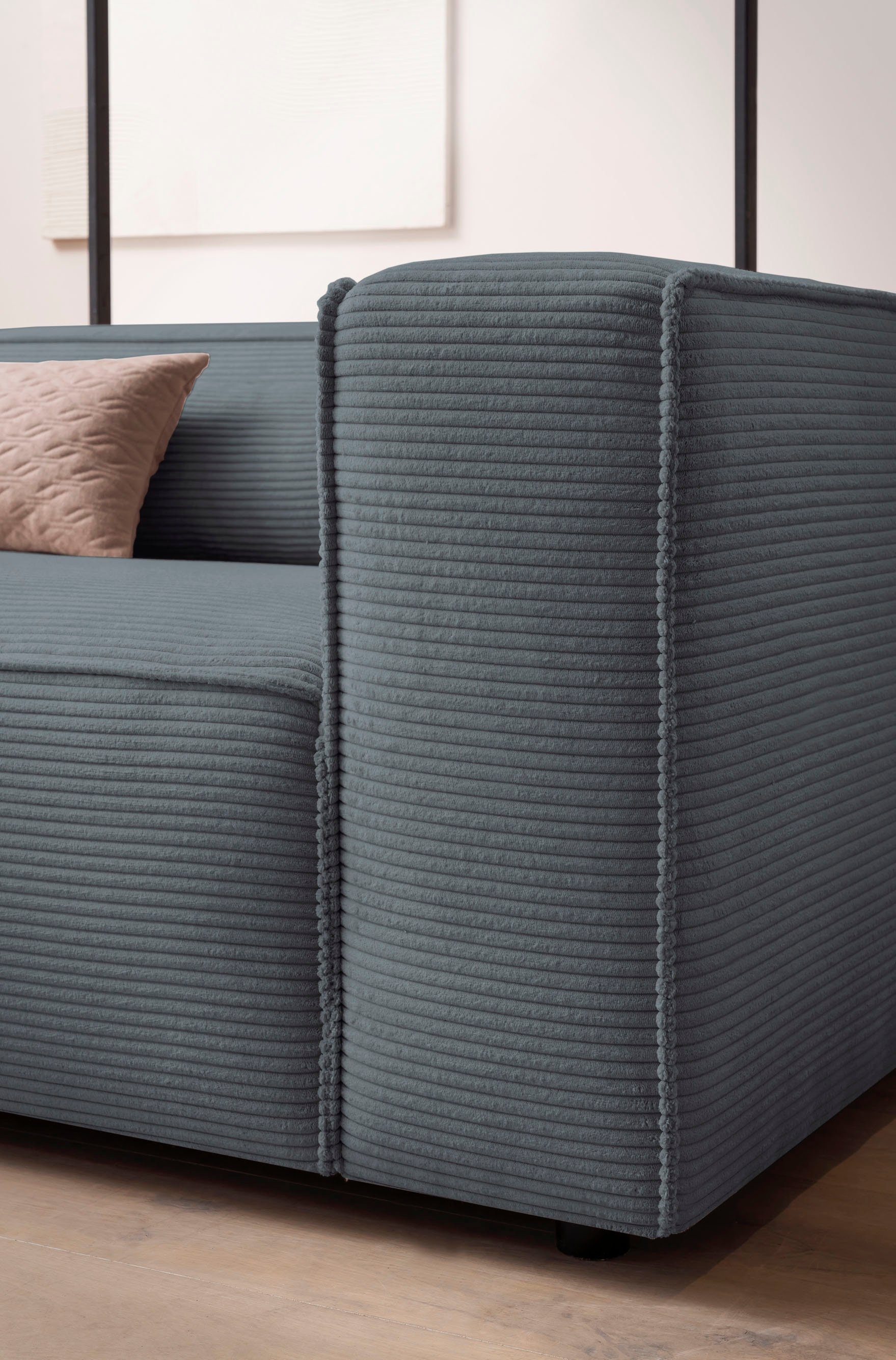 LeGer Home by Lena Gercke 3-zitsbank PIARA, XXL sofa met biesnaad, Big-sofa in cord of linnenlook
