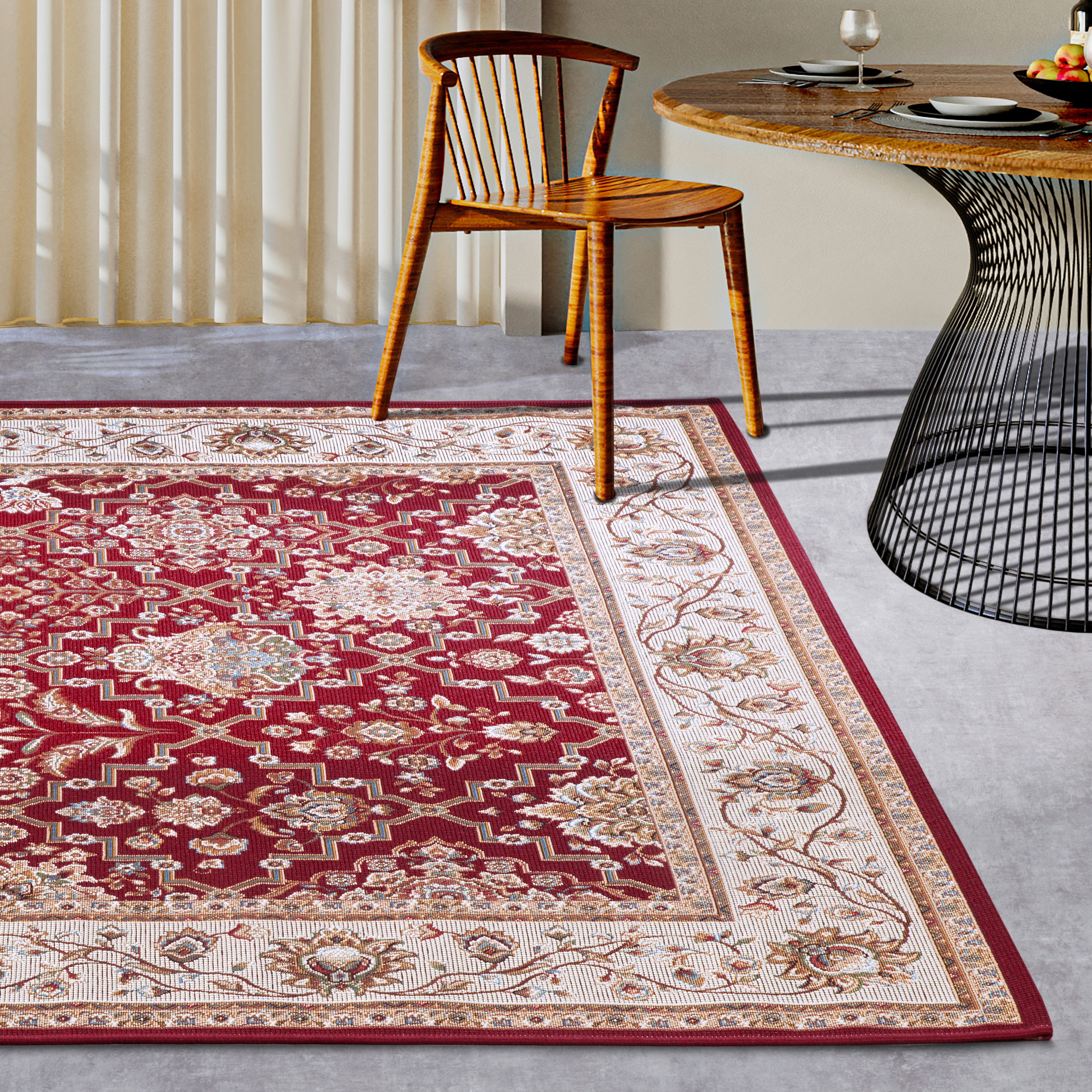 Villeroy & Boch Outdoorkleed Pierre Buiten, vlakweefsel, weerbestendig, balkon, tuin, klassiek, terras buitenkleden maat 120 cm x 180 cm x 3 mm rood