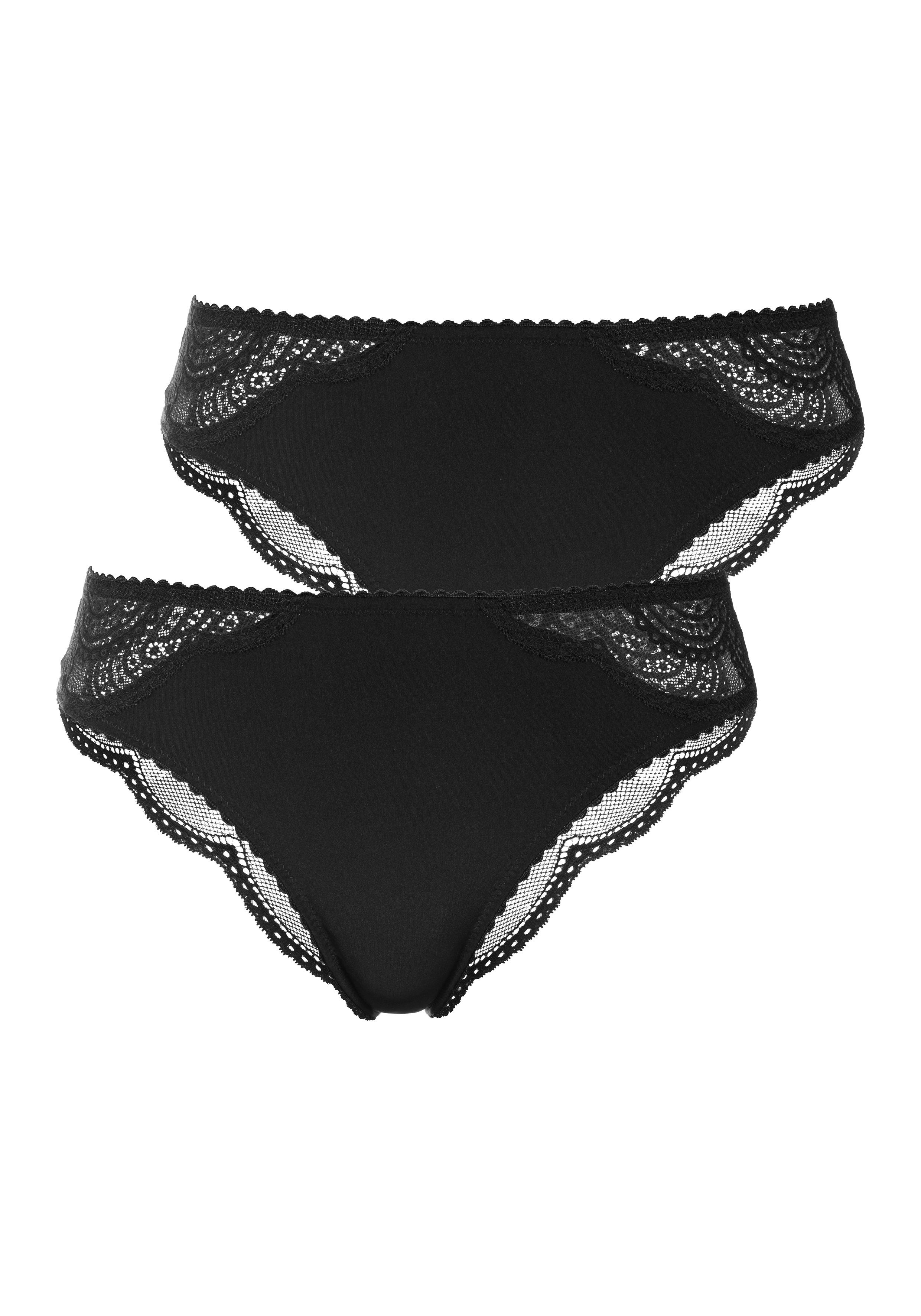 Lascana Brazilian slip met fijne kant (set, 2 stuks)