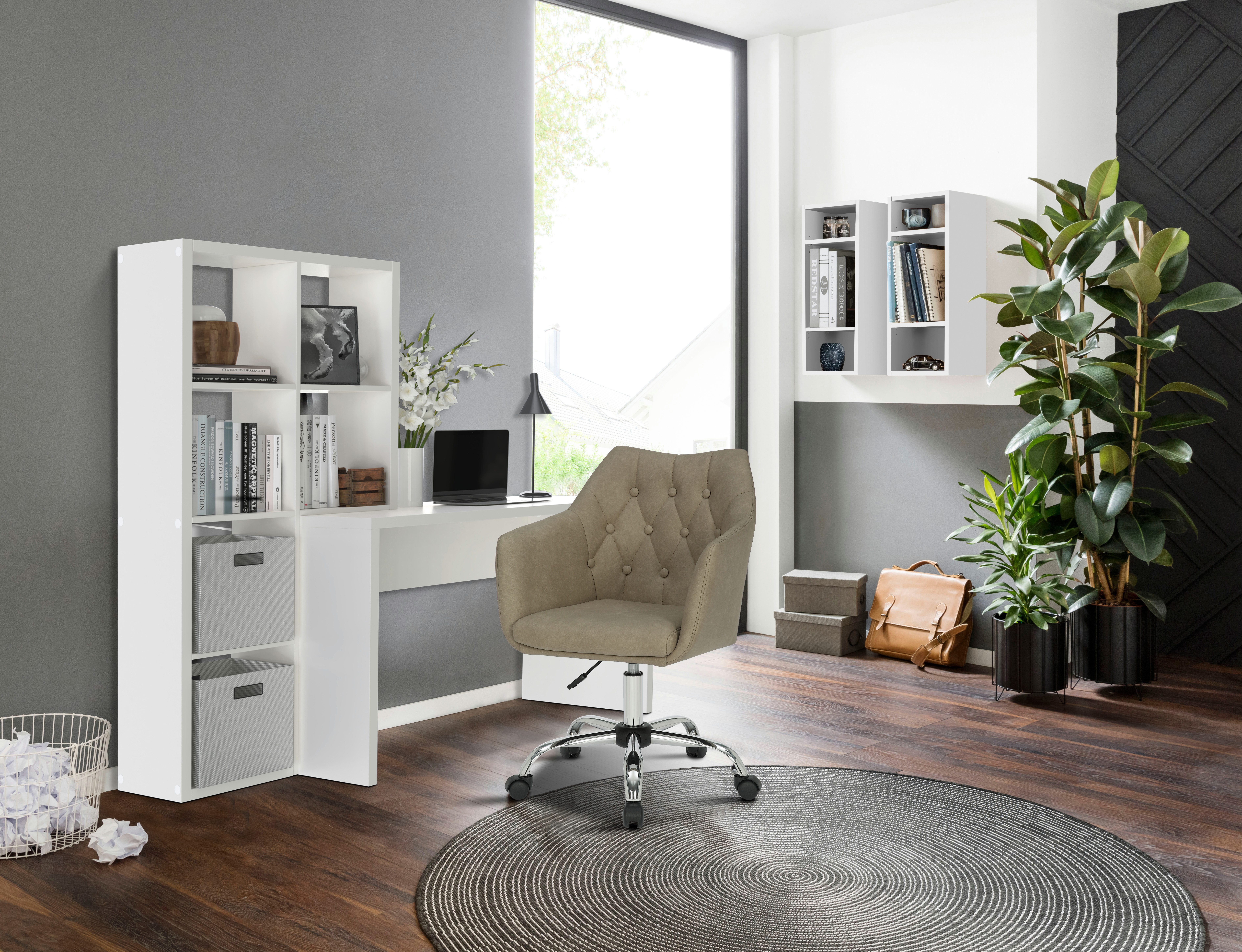 INOSIGN Bureau met kast Triest, Computertisch , rek-element flexibel te monteren, 6 vakken, tafelbreedte 120 cm