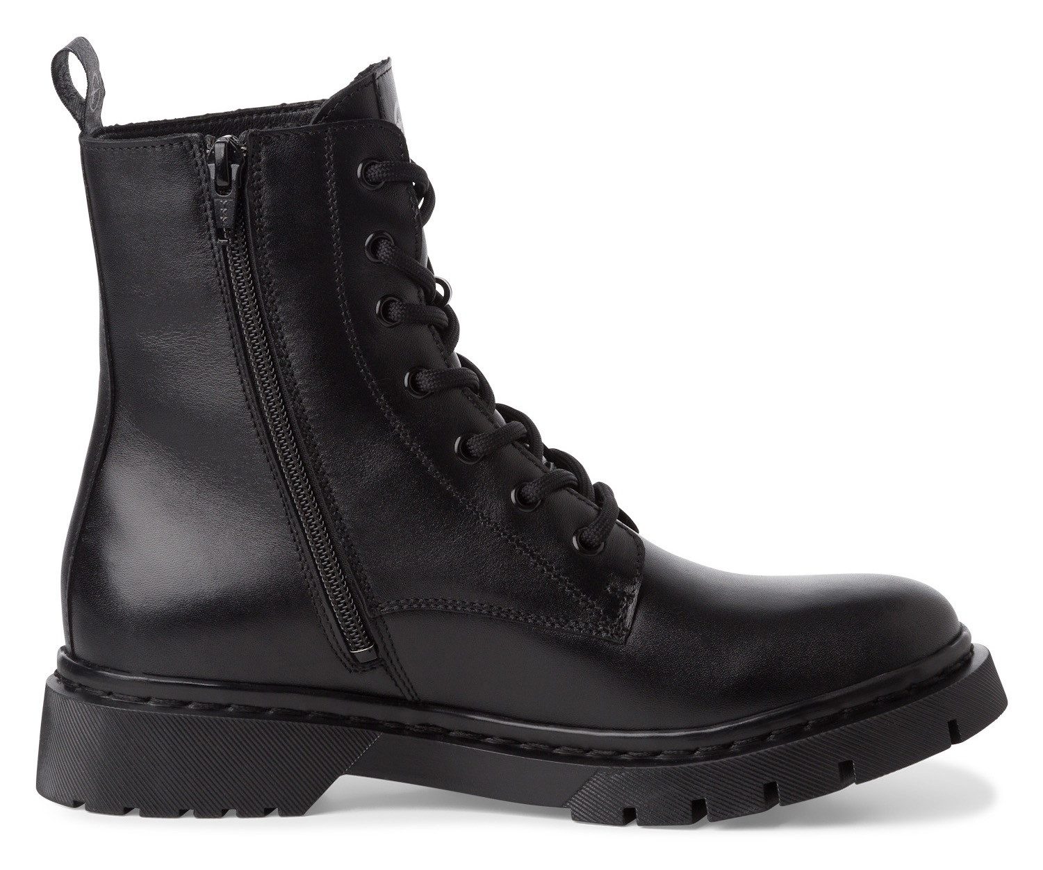 Tamaris Winterlaarzen blokhak, veterschoenen, winter enkellaars, t-logo op de tong