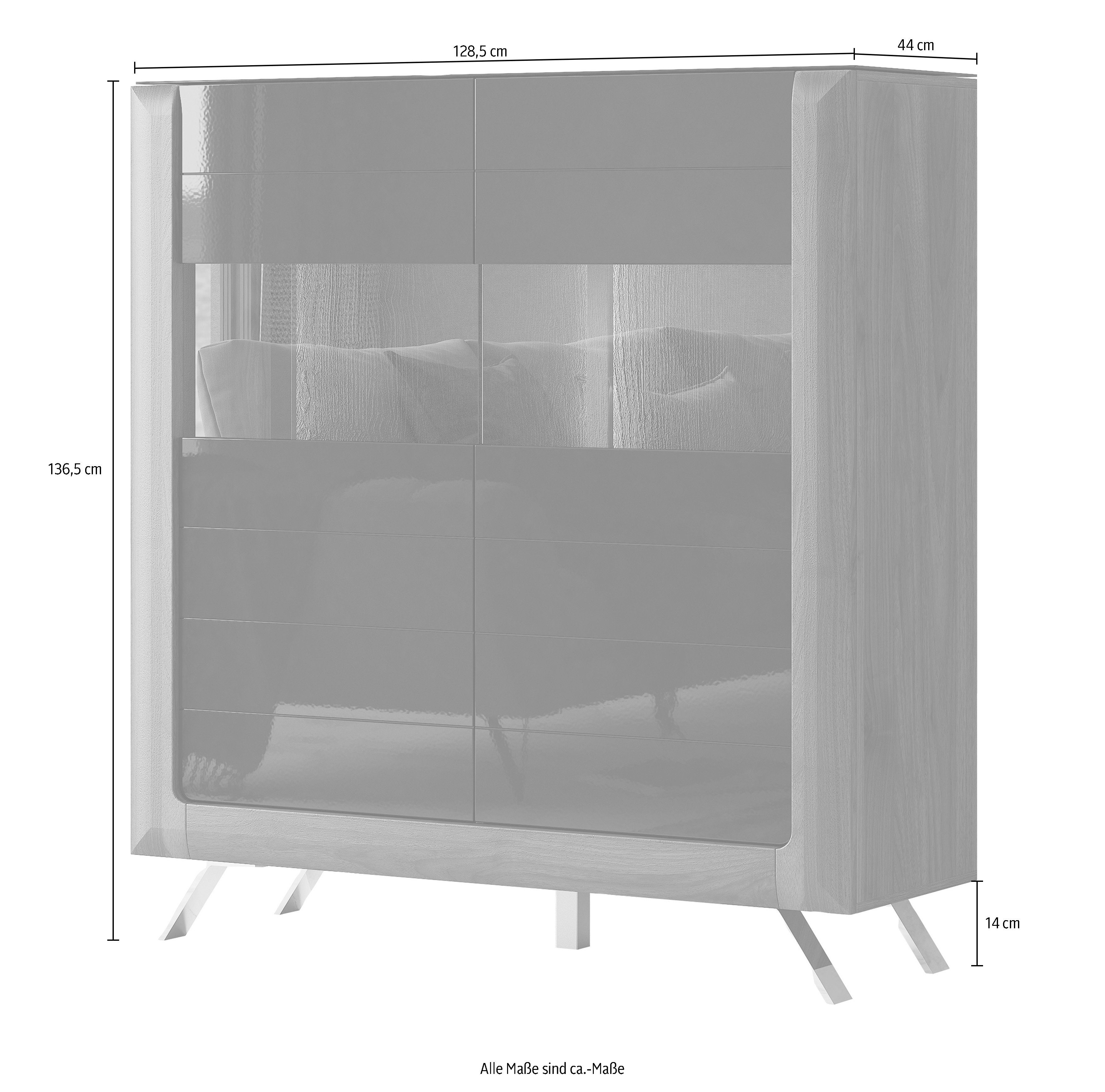 Leonique Highboard Kasai Hoogte 136,5 cm, 2 deuren met glasinzet
