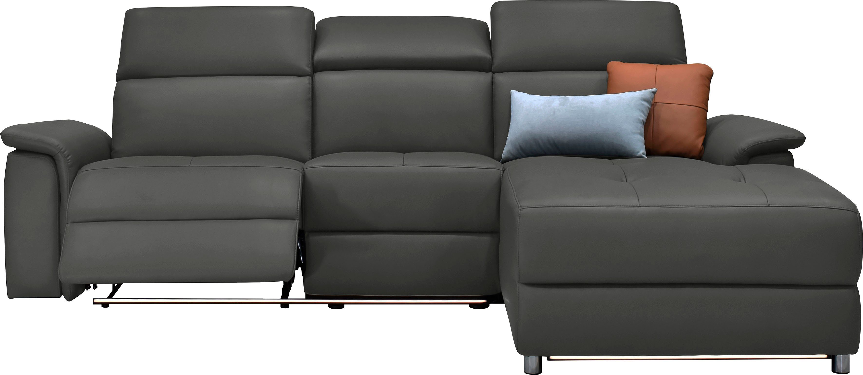 Places of Style Hoekbank Pareli, L-model, 259 cm, met récamier, echt leer, imitatieleer, weefstof